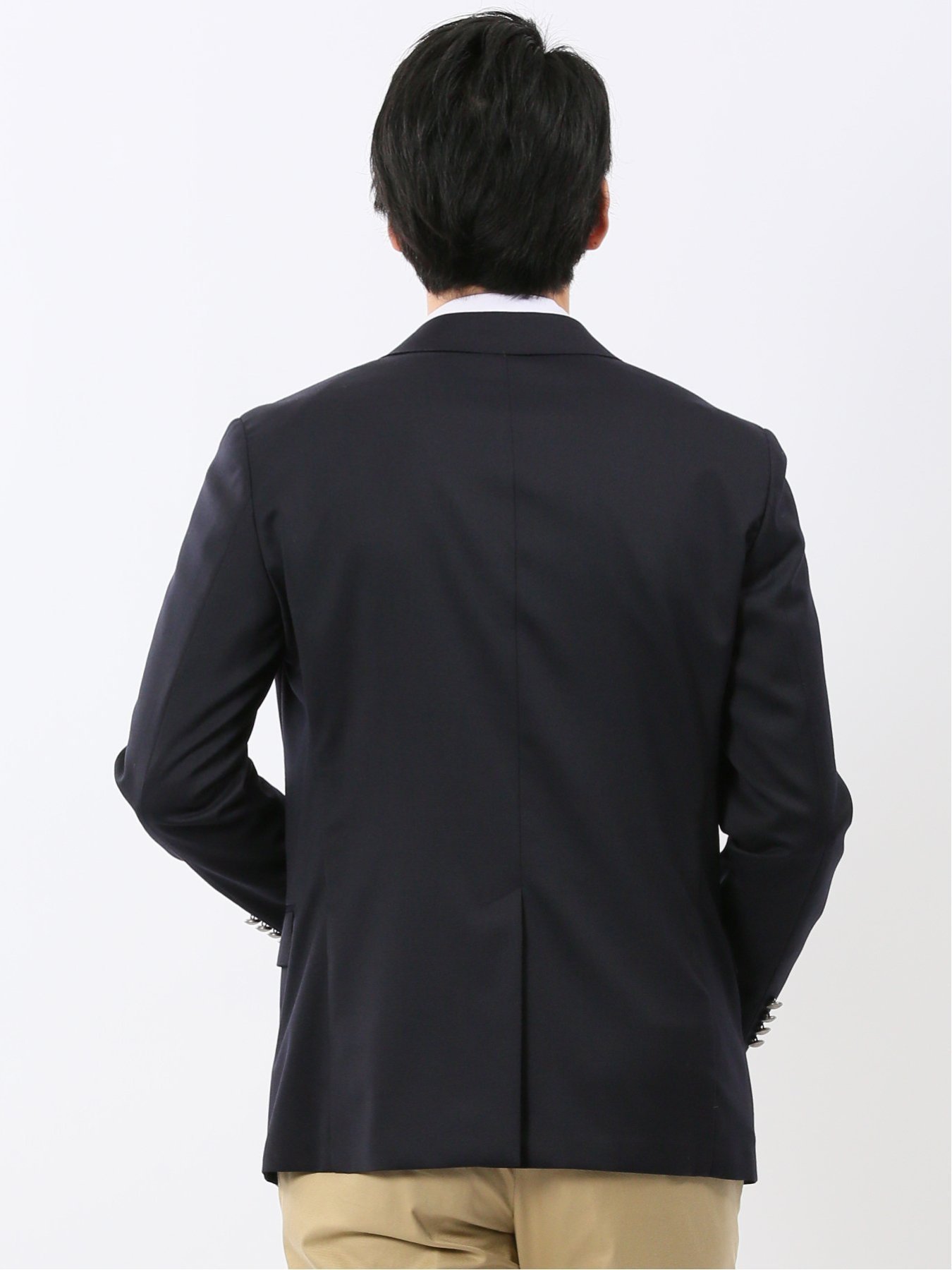 【SALE／10%OFF】TAKA-Q ストレッチウォッシャブル ウール混 スリムフィット 2ボタンジャケット 紺 タカキュー ジャケット・アウター テーラードジャケット・ブレザー ネイビー【送料無料】