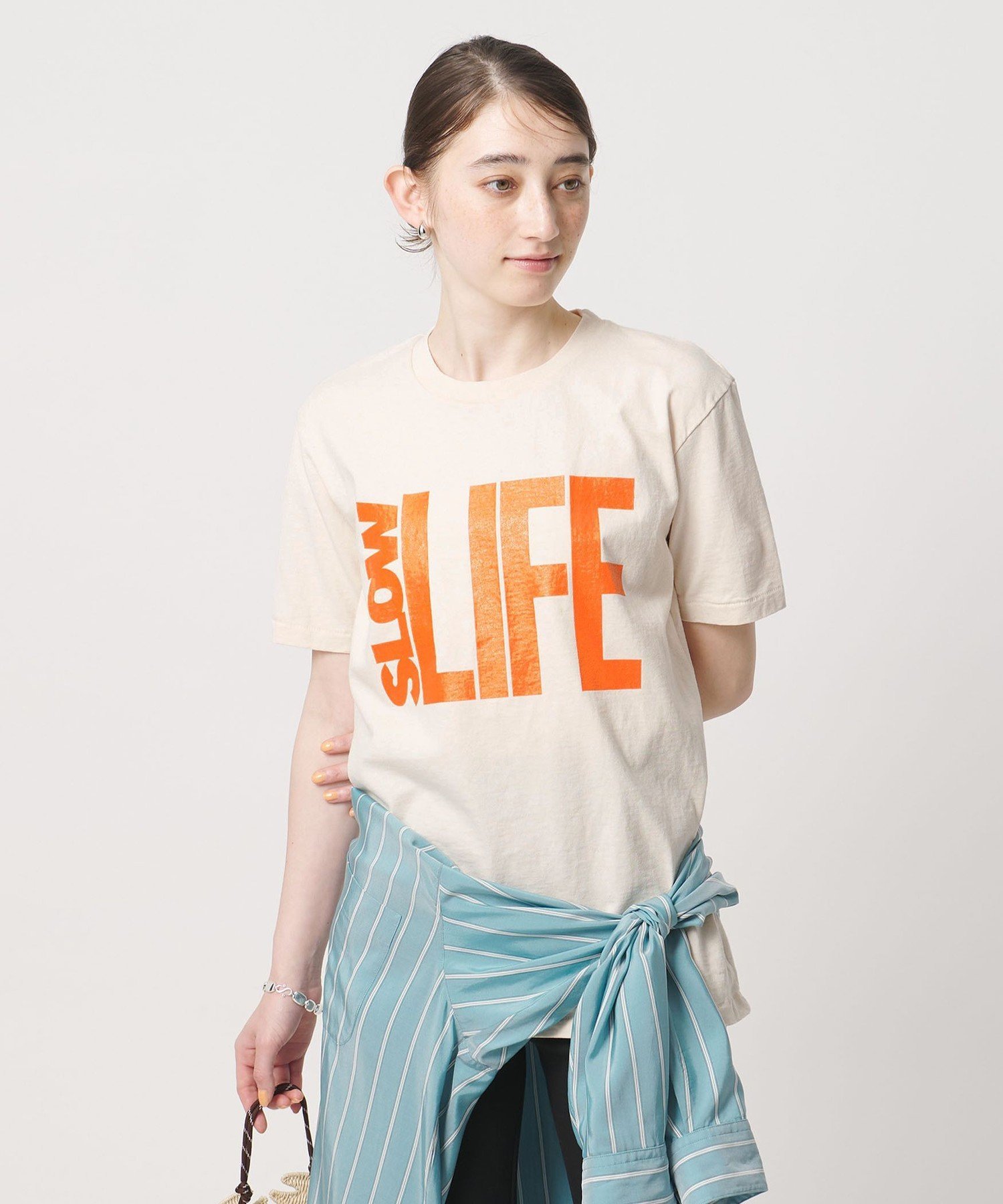 【別注】＜MIXTA＞SLOW LIFE Tシャツ NATURAL ユナイテッドアローズ トップス カットソー・Tシャツ ホワイト