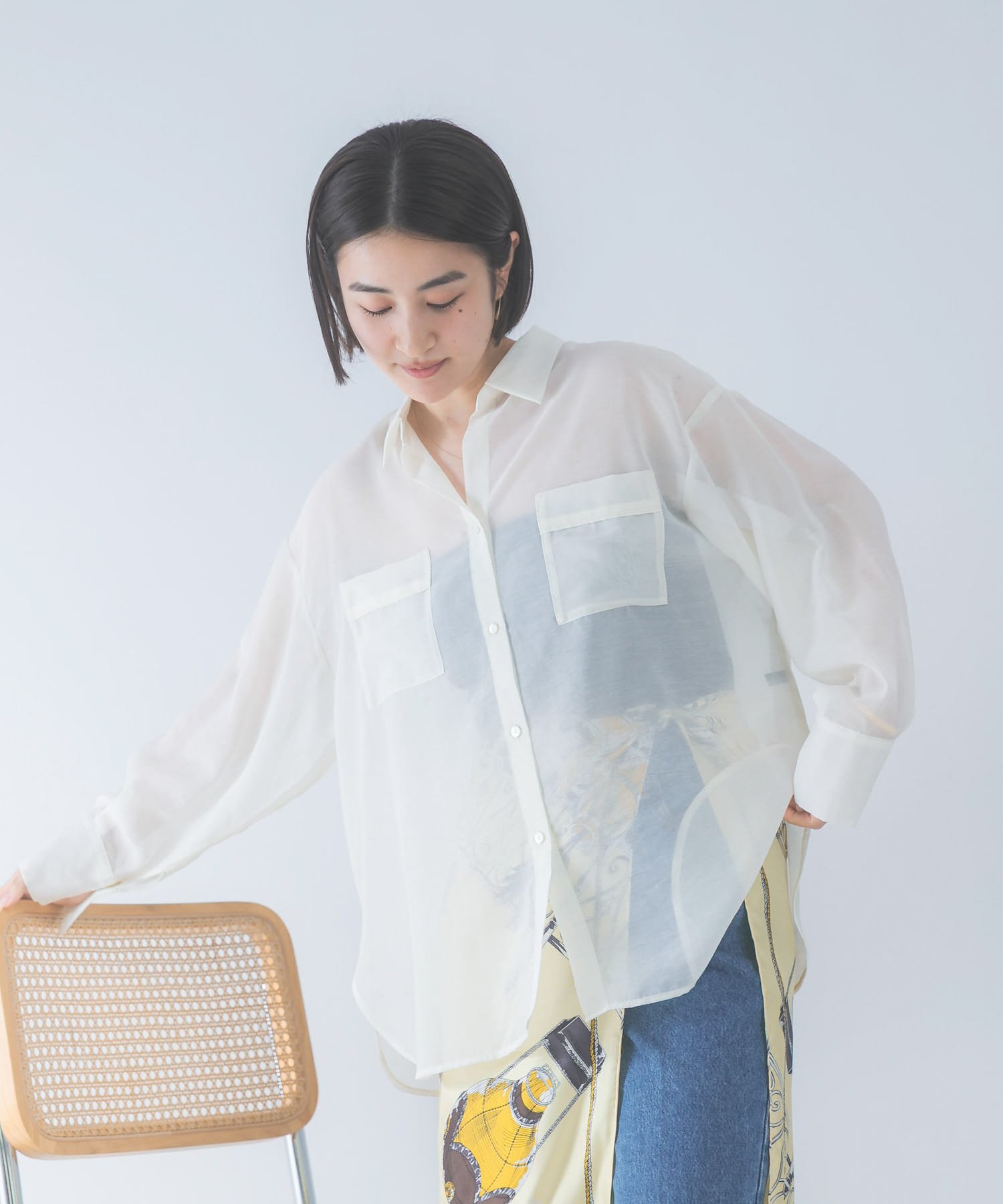 【SALE／10%OFF】URBAN RESEARCH ROSSO シアースキッパーシャツ アーバンリサーチロッソ トップス シャツ・ブラウス ブルー イエロー ブラック ホワイト【送料無料】