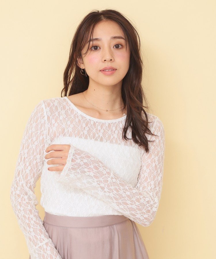index 前後2wayレースフレアスリーブトップス【洗濯機OK】 インデックス トップス カットソー・Tシャツ ブラック ホワイト ブルー