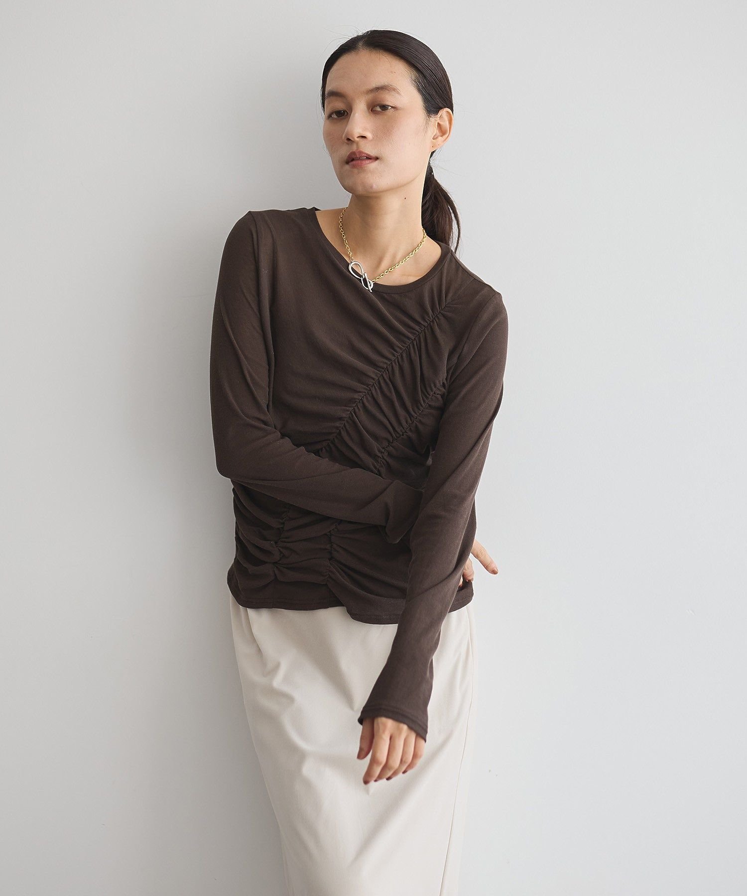 【SALE／50%OFF】GARAGE OF GOOD CLOTHING 【日本製】シアーシャーリングプルオーバー ガレージ オブ グッド クロージング トップス カットソー・Tシャツ ブラウン ホワイト【送料無料】