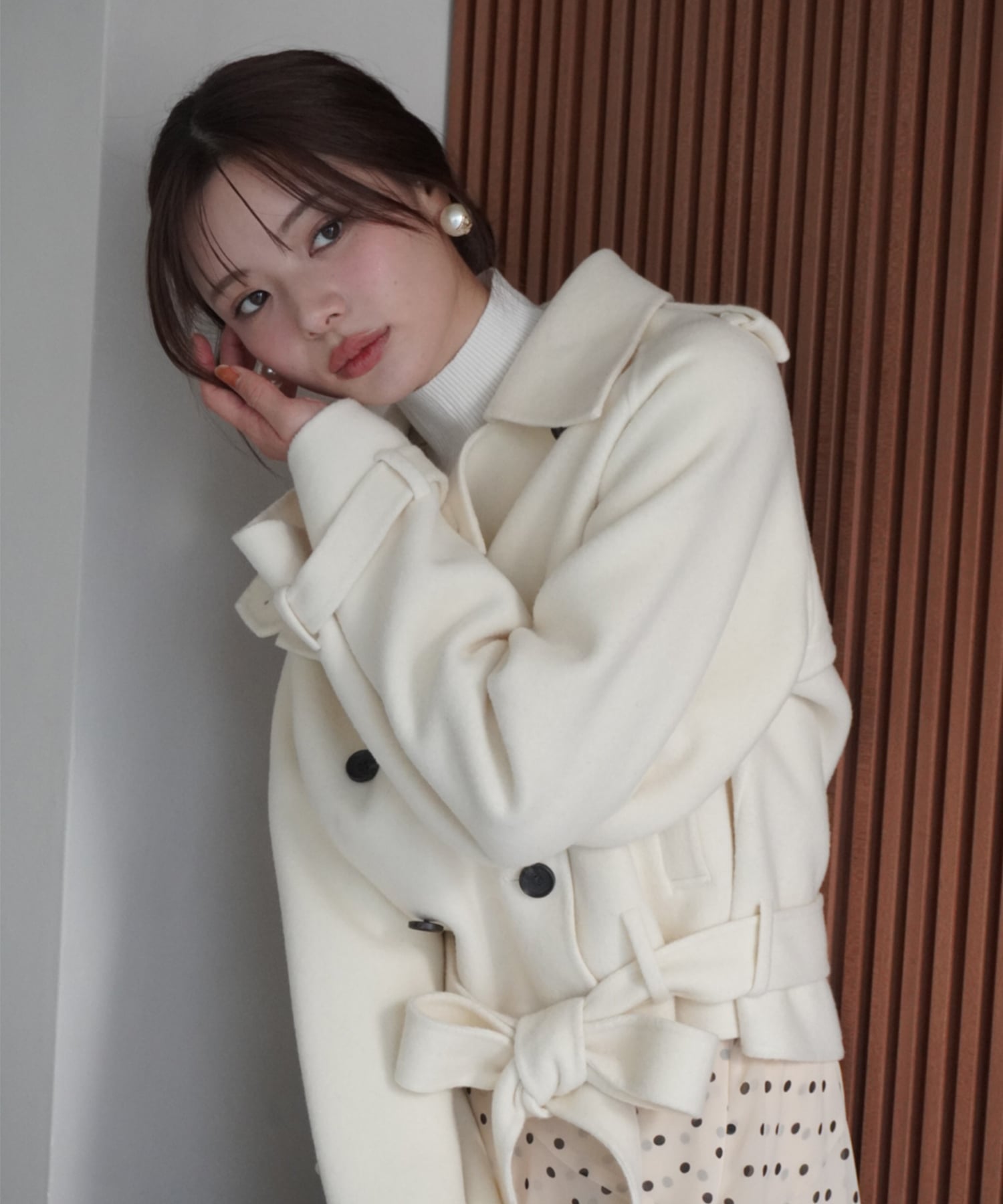 eimy istoire ウールショートトレンチコート エイミーイストワール ジャケット・アウター トレンチコー..