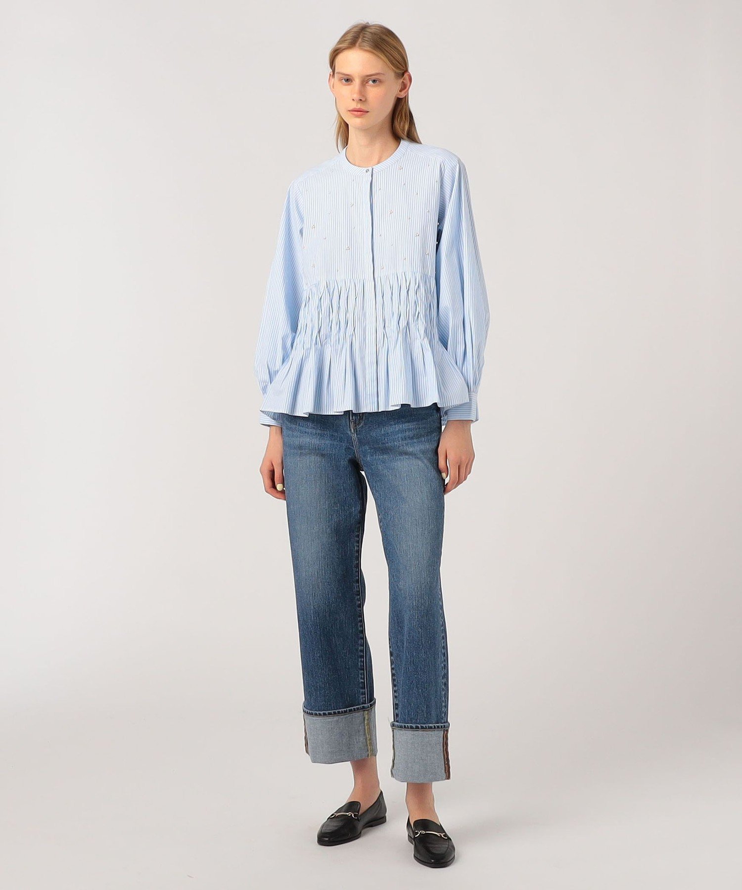 TOMORROWLAND BUYING WEAR 【別注】ne Quittez pas BLACK Tuck ストライプ ブラウス トゥモローランド トップス シャツ・ブラウス ブラック【送料無料】