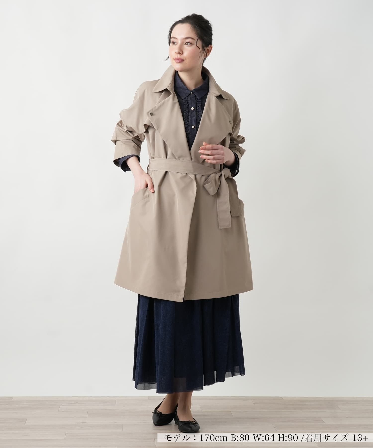 Leilian PLUS HOUSE 【店頭人気】ショールカラーコ-ト【プラス企画】 レリアン プラスハウス ジャケット・アウター ステンカラーコート ブラウン