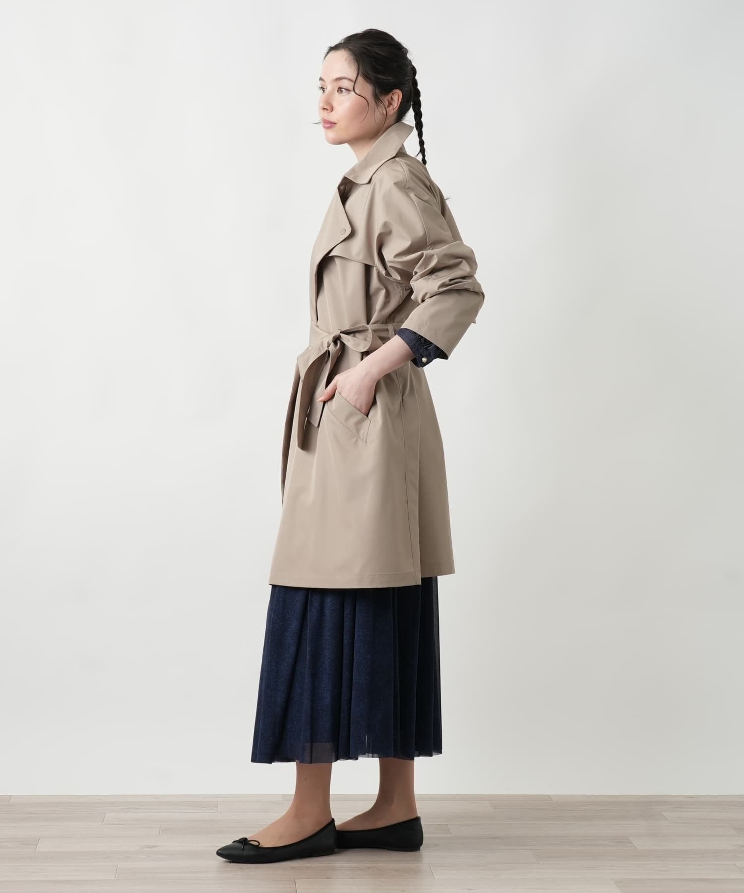 Leilian PLUS HOUSE 【店頭人気】ショールカラーコ-ト【プラス企画】 レリアン プラスハウス ジャケット・アウター ステンカラーコート ブラウン