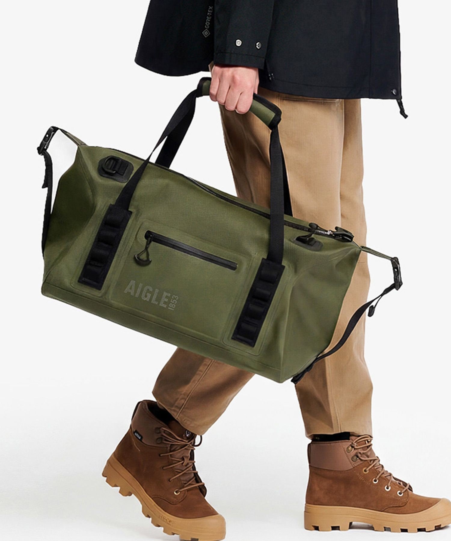 AIGLE 20L 防水 トラベルドライ ダッフルバッグ エーグル バッグ ボストンバッグ ブラック イエロー【送料無料】