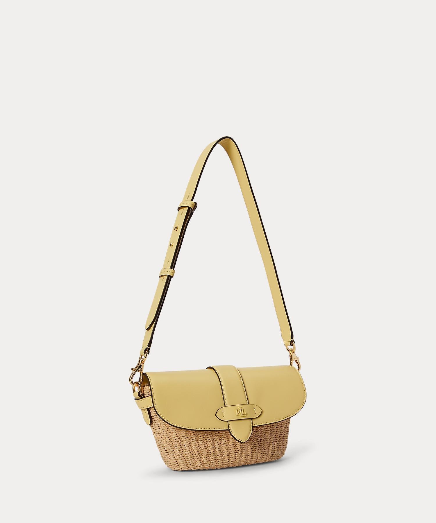 LAUREN RALPH LAUREN ストローレザー スモール Lynden ショルダー バッグ ラルフローレン バッグ ショルダーバッグ ベージュ【送料無料】