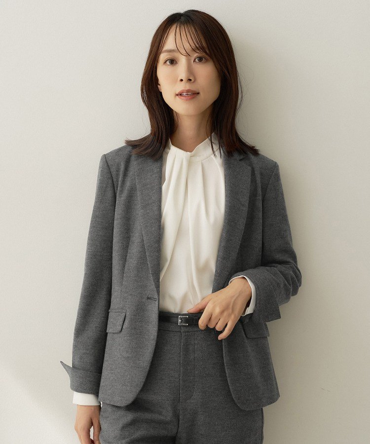 UNTITLED 【セットアップ】ミルドジャージテーラードジャケット アンタイトル ジャケット・アウター テーラードジャケット・ブレザー グレー ネイビー ブラック