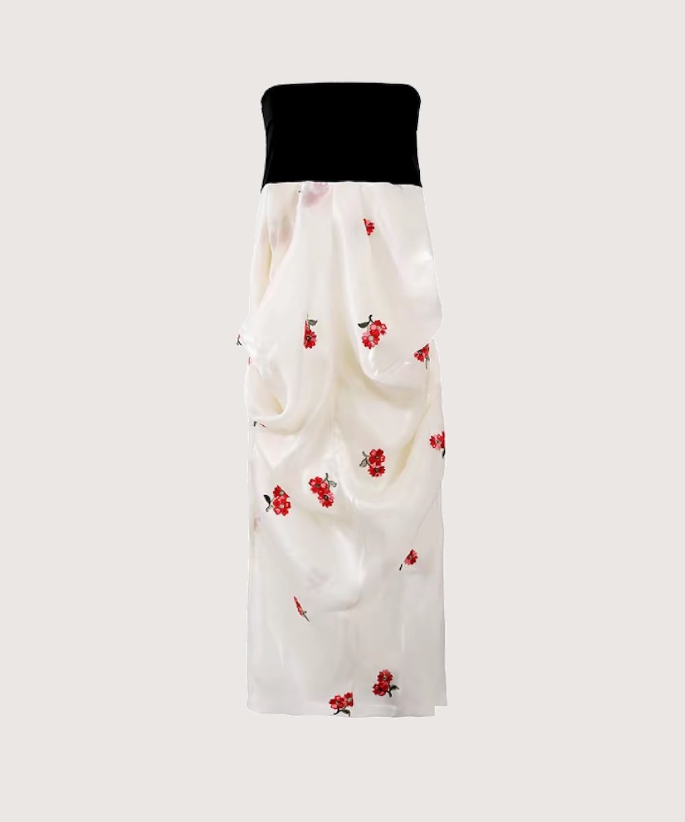 LA POMME petit Floral Embroidery Bustier Ruched Dress/花柄刺繍ビスチェギャザードレス ラポミ・プチ ワンピース・ドレス シャツワンピース ホワイト【送料無料】