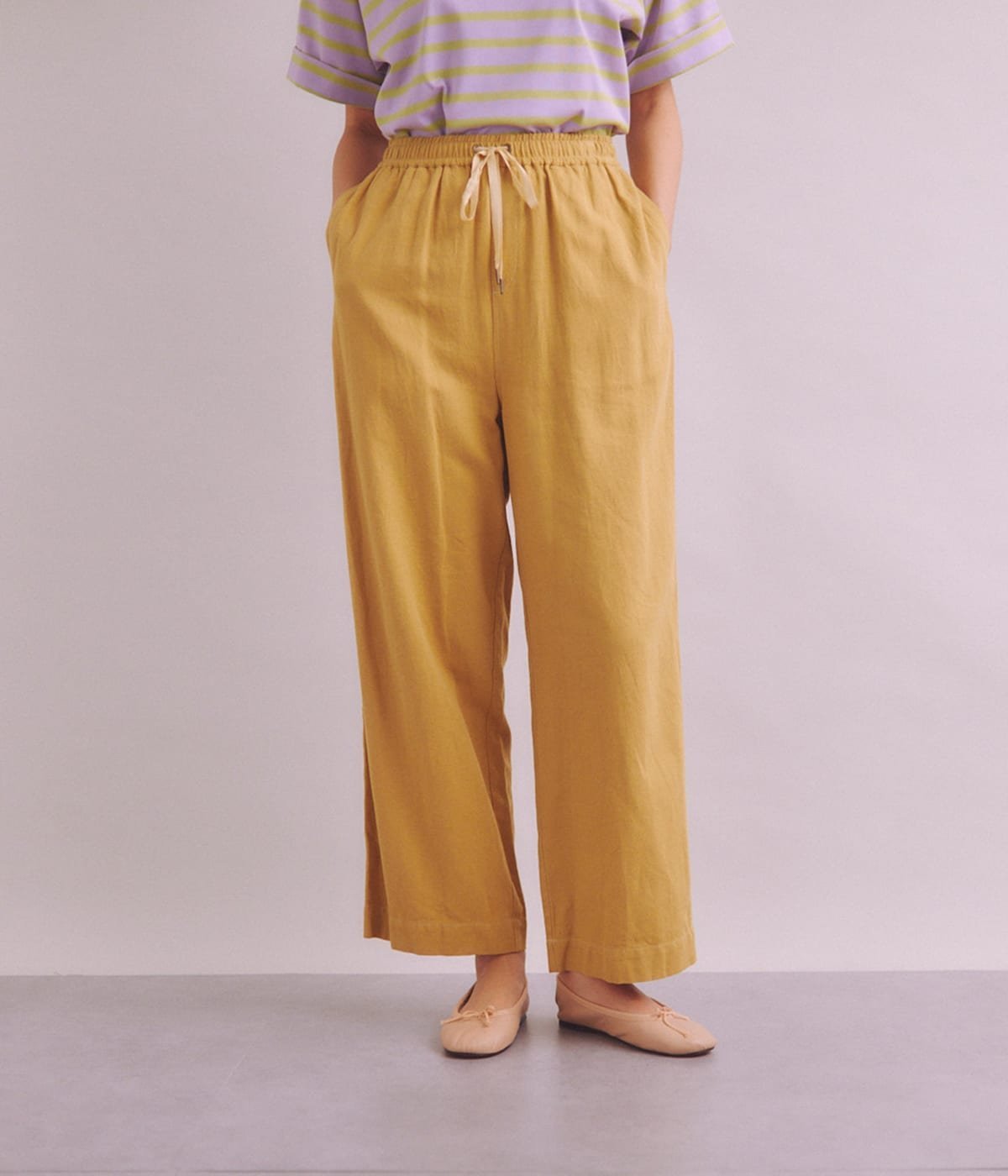 【SALE／44%OFF】SIPULI Organic Cotton Twill ドローストリングワイドパンツ シプリ パンツ その他のパンツ イエロー グレー【送料無料】