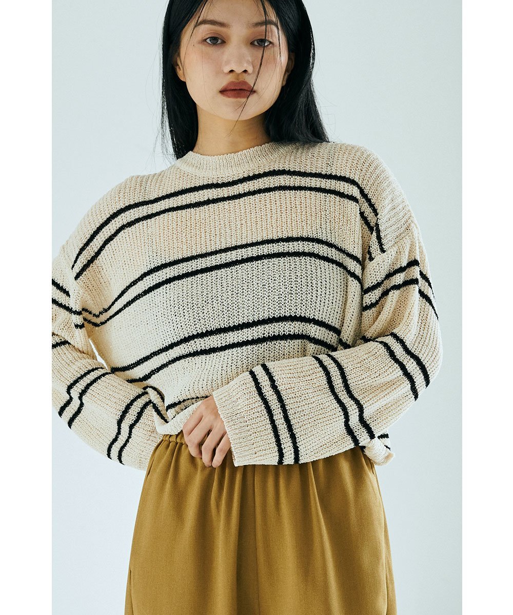 marjour BORDER SUMMER KNIT マージュール トップス ニット ベージュ カーキグリーン【送料無料】のサムネイル