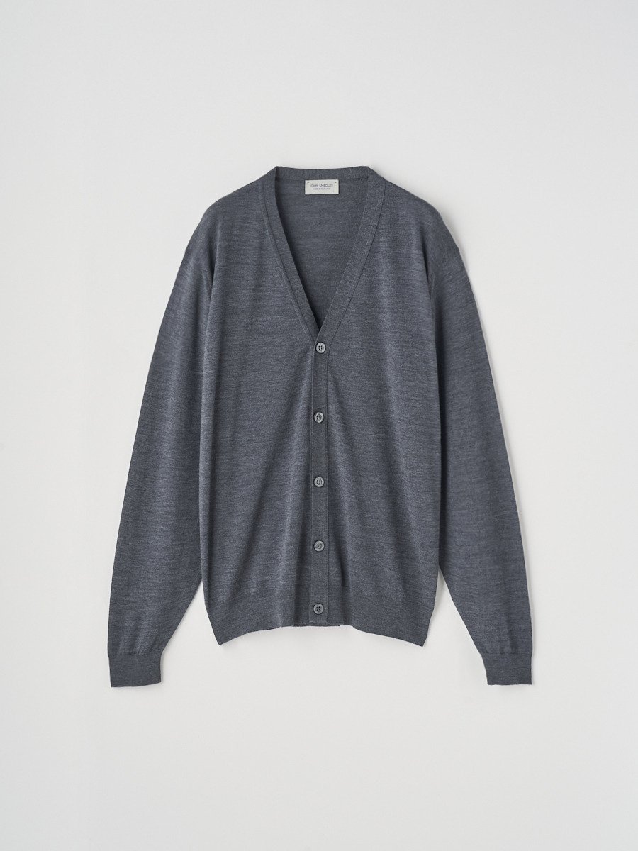 JOHN SMEDLEY Vネック長袖ニットカーディガン ｜ HALIN ｜ 30G MODERN FIT ジョンスメドレー トップス ニット グレー【送料無料】