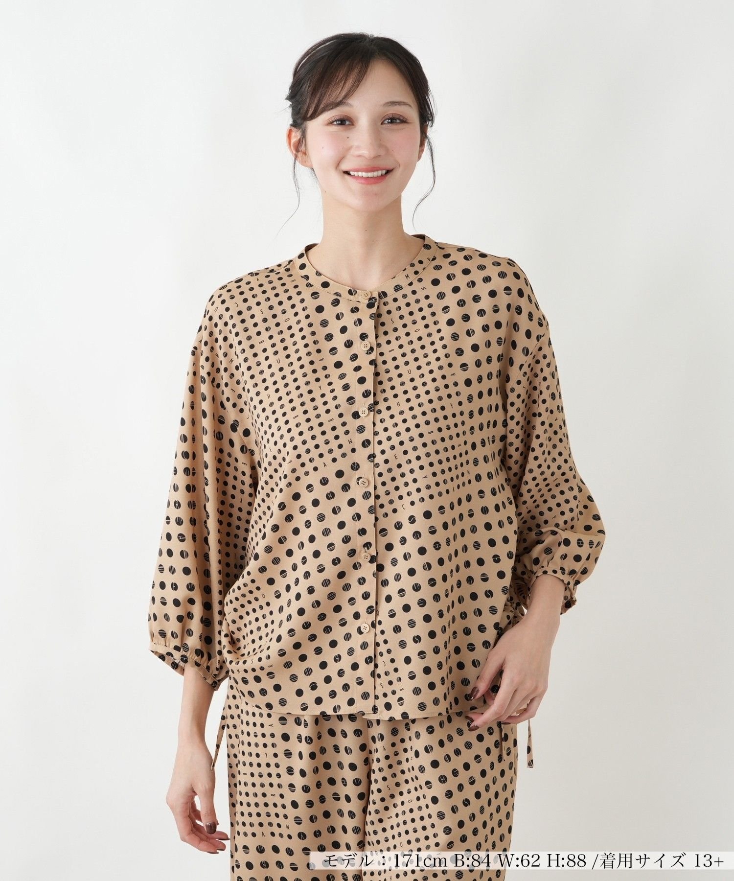 Leilian PLUS HOUSE 【店頭人気】ブラウス【MUSE BY ROCHAS Premiere】 レリアン プラスハウス トップス シャツ・ブラウス ブラウン ネイビー