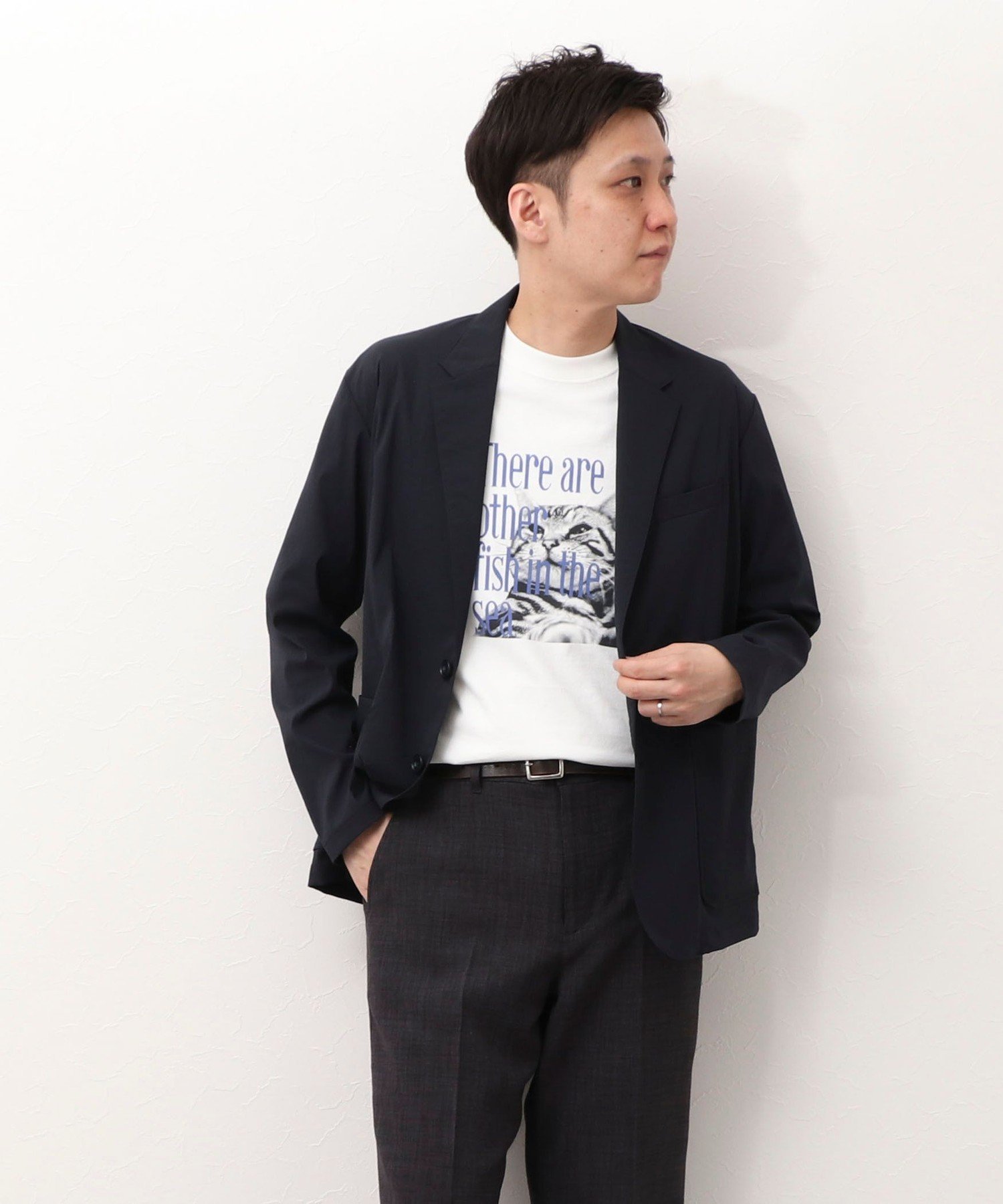 NOLLEY'S LIGHT 《接触冷感》シアードビーシャンブレー イージージャケット ノーリーズ ジャケット・アウター テーラードジャケット・ブレザー ネイビー【送料無料】