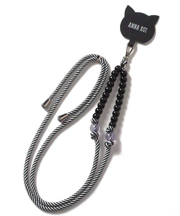 ANNA SUI AS ストラップ ブラック クイーポ スマホグッズ・オーディオ機器 スマホ・タブレット・PCケース/カバー ブラック グリーン ピンク パープ...