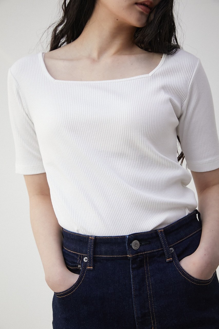 AZUL BY MOUSSY 2WAY RIB TOPS アズールバイマウジー トップス カットソー・Tシャツ ホワイト ブラック グリーン オレンジ