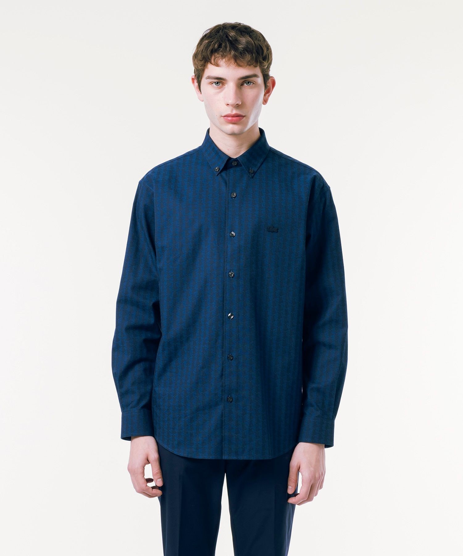 【SALE／40%OFF】LACOSTE トーナルモノグラムボタンダウンシャツ ラコステ トップス シャツ・ブラウス ホワイト ネイビー【送料無料】