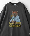 【SALE/50%OFF】coen ベアピグメントプリントロングスリーブTシャツ コーエン トップス スウェット・トレーナー ホワイト グレー