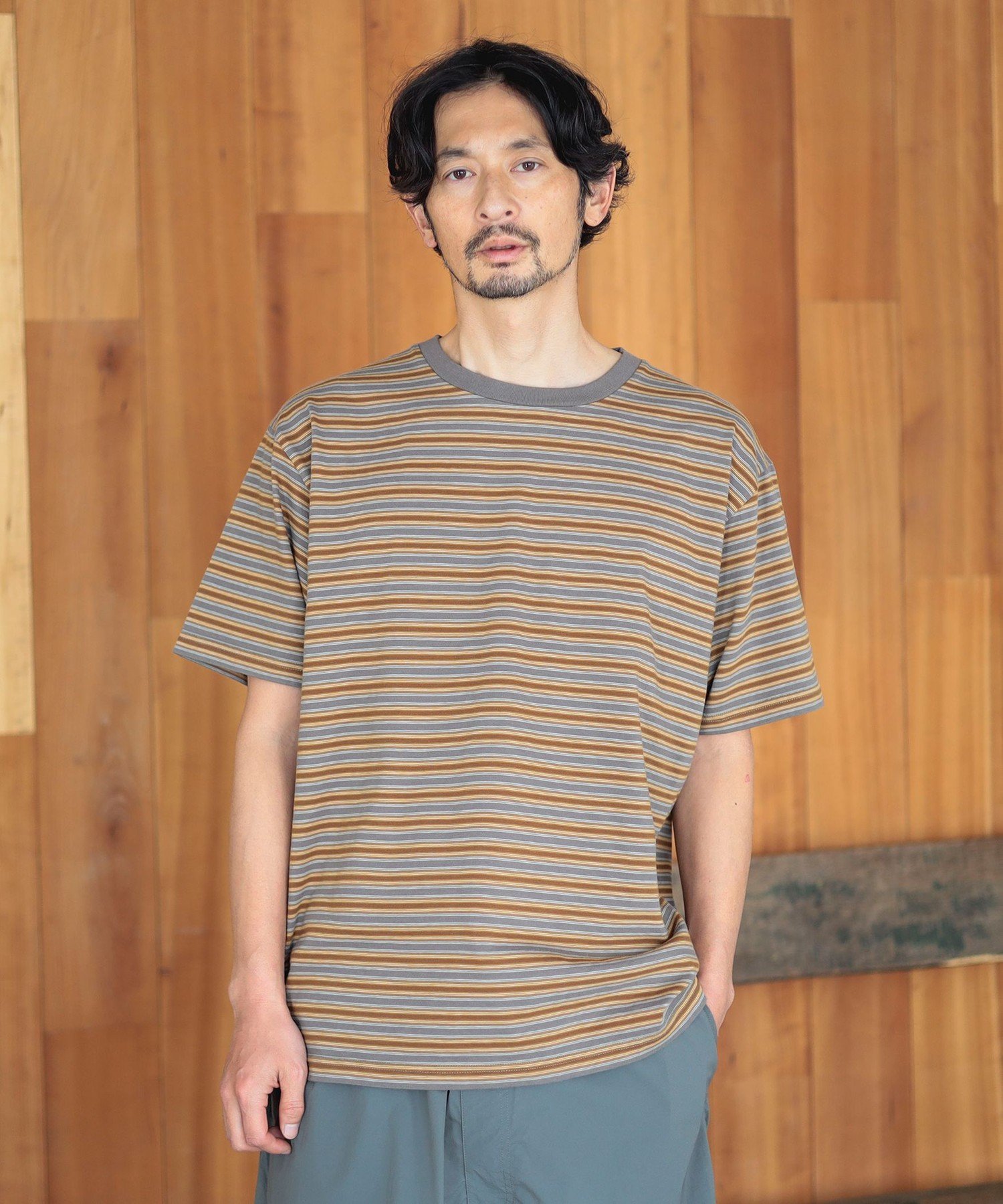B:MING by BEAMS ボーダー リラックス クルーネック T シャツ ビーミング ライフストア バイ ビームス トップス カットソー・Tシャツ グレー【送料無料】