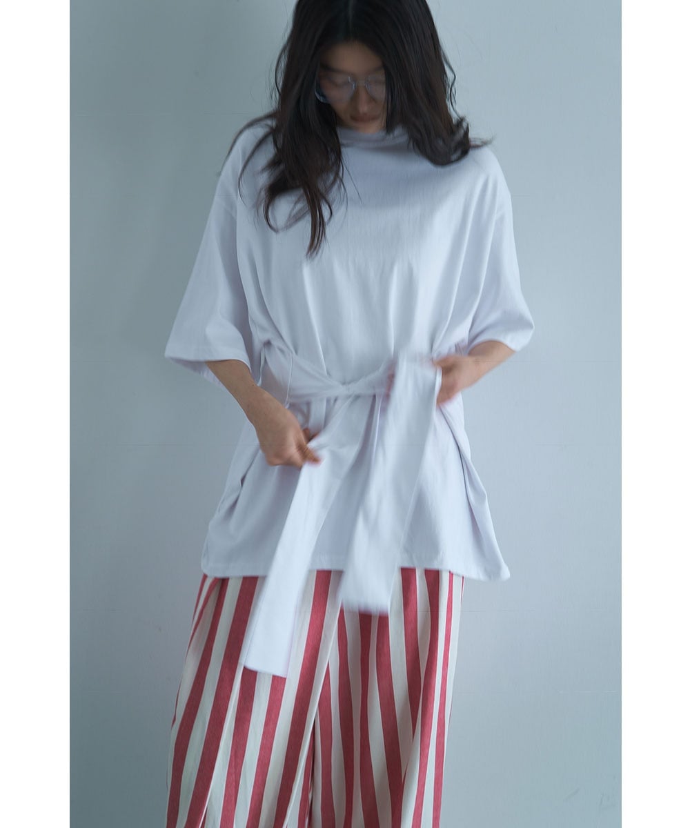 marjour WAIST TIE OVER TEE マージュール トップス カットソー・Tシャツ ホワイト ブラック