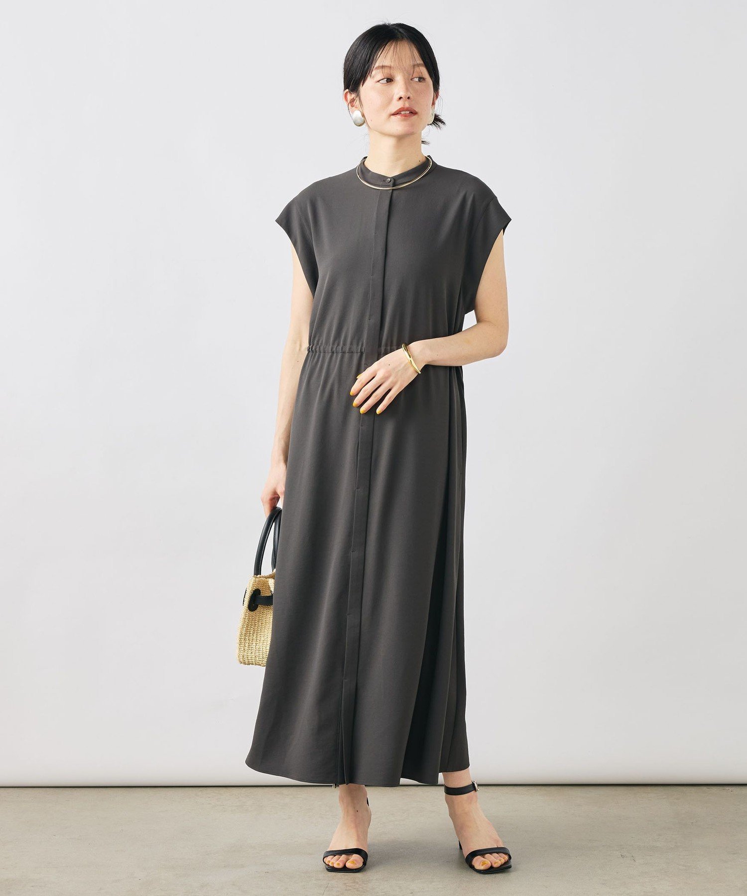 NOLLEY'S 【WEB限定】ウォッシャブルジョーゼットワンピース ノーリーズ ワンピース・ドレス ワンピース ブラック グレー【送料無料】