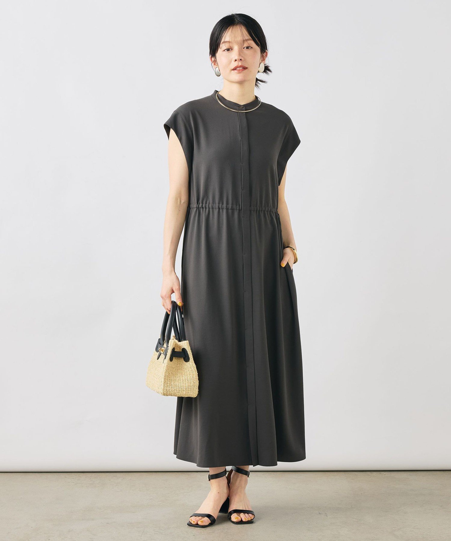 NOLLEY'S 【WEB限定】ウォッシャブルジョーゼットワンピース ノーリーズ ワンピース・ドレス ワンピース ブラック グレー【送料無料】
