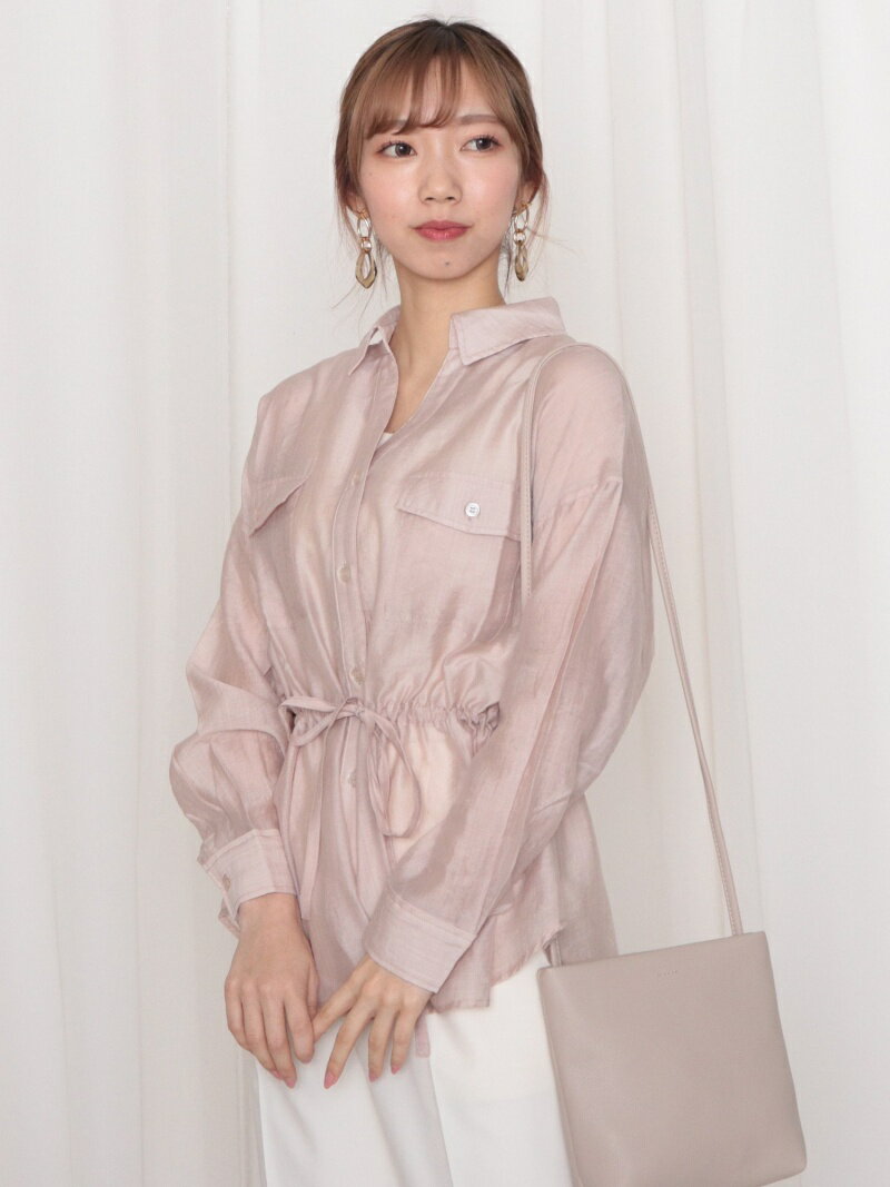 【SALE／57%OFF】cheek ウエストギャザーシアーシャツ チーク トップス シャツ・ブラウス ピンク ブルー ブラウンのサムネイル