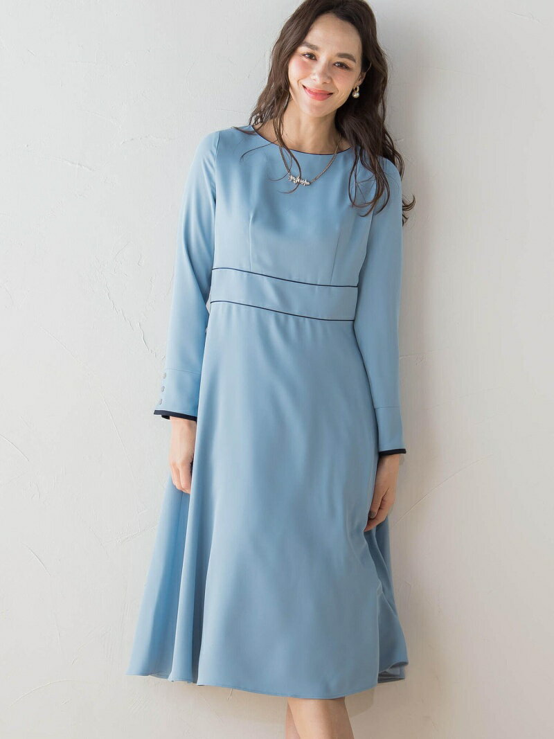 【SALE／50%OFF】Viaggio Blu 配色パイピングフレアワンピース ビアッジョブルー ワンピース・ドレス シャツワンピース ネイビー ブルー ベージュ【送料無料】のサムネイル