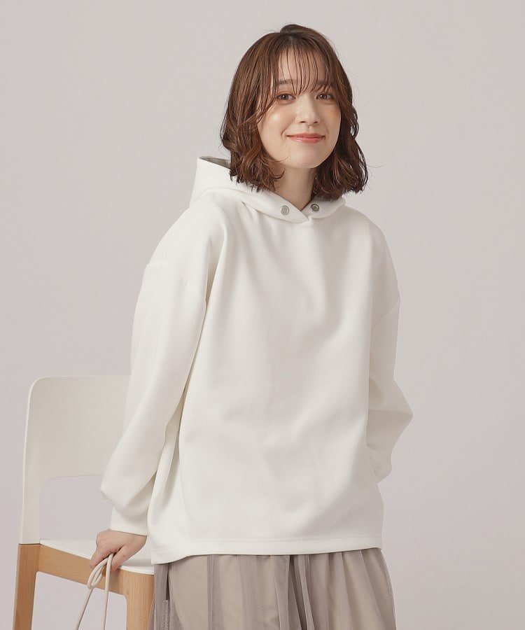 【SALE／10%OFF】SHOO・LA・RUE 【洗える】なめらかタッチ ダンボールフーディー シューラルー トップス スウェット・トレーナー ホワイト グレー ピンク ブルー ネイビーのサムネイル