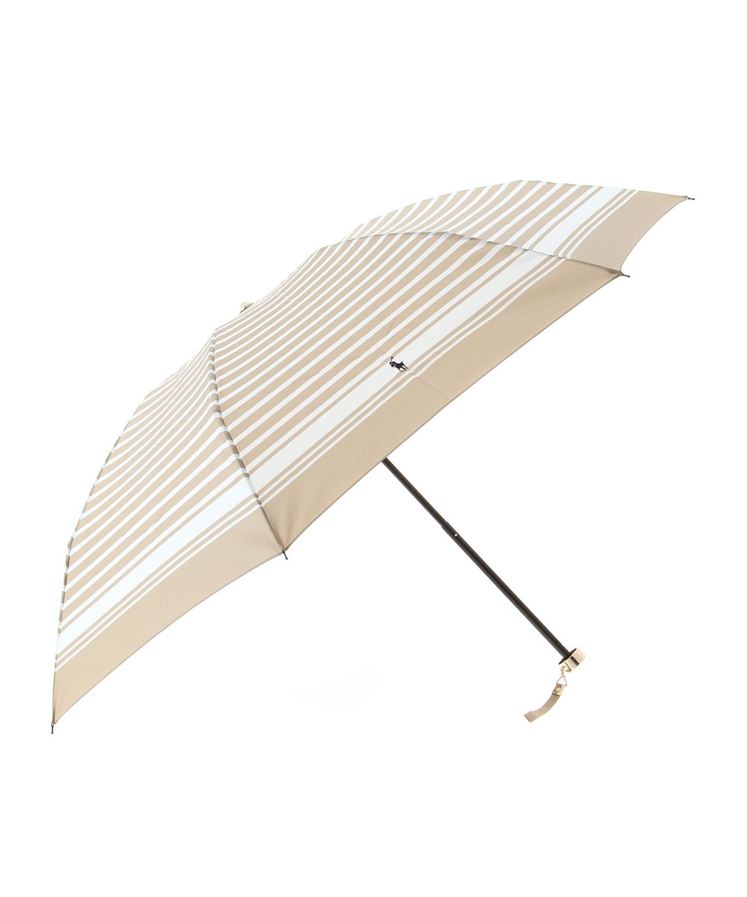 POLO RALPH LAUREN (ポロ ラルフローレン) 雨傘 折りたたみ傘 レディース ボーダー ポロポニー 日本製 ムーンバット ファッション雑貨 折りたたみ傘 ベージュ ピンク