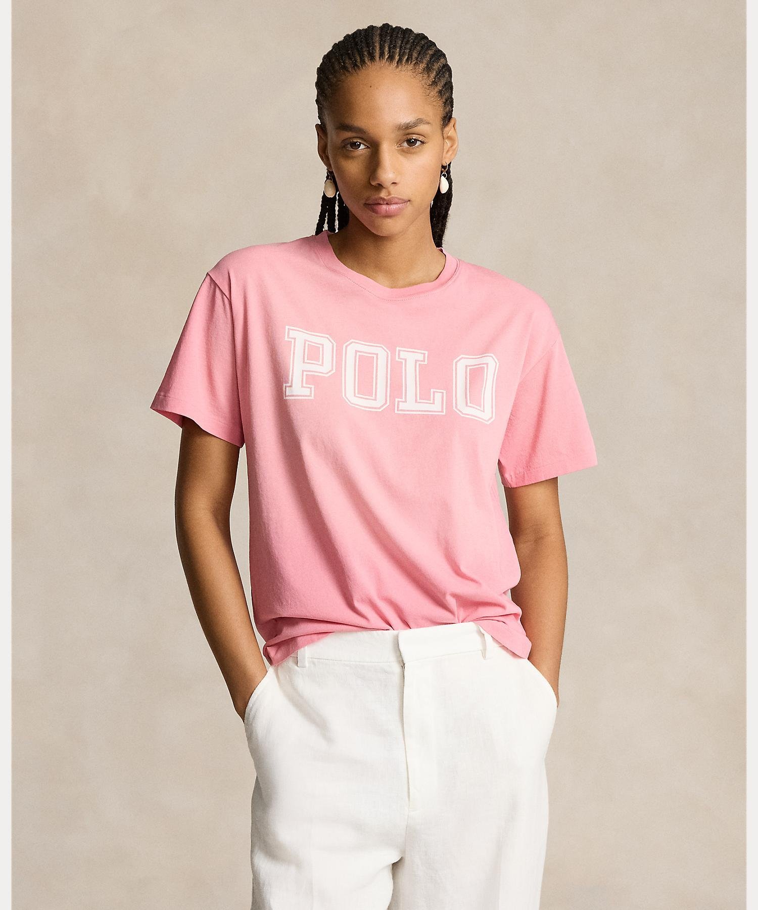 ポロ ラルフローレン トップス レディース POLO RALPH LAUREN ロゴ ジャージー クルーネック Tシャツ ラルフローレン トップス カットソー・Tシャツ ピンク【送料無料】