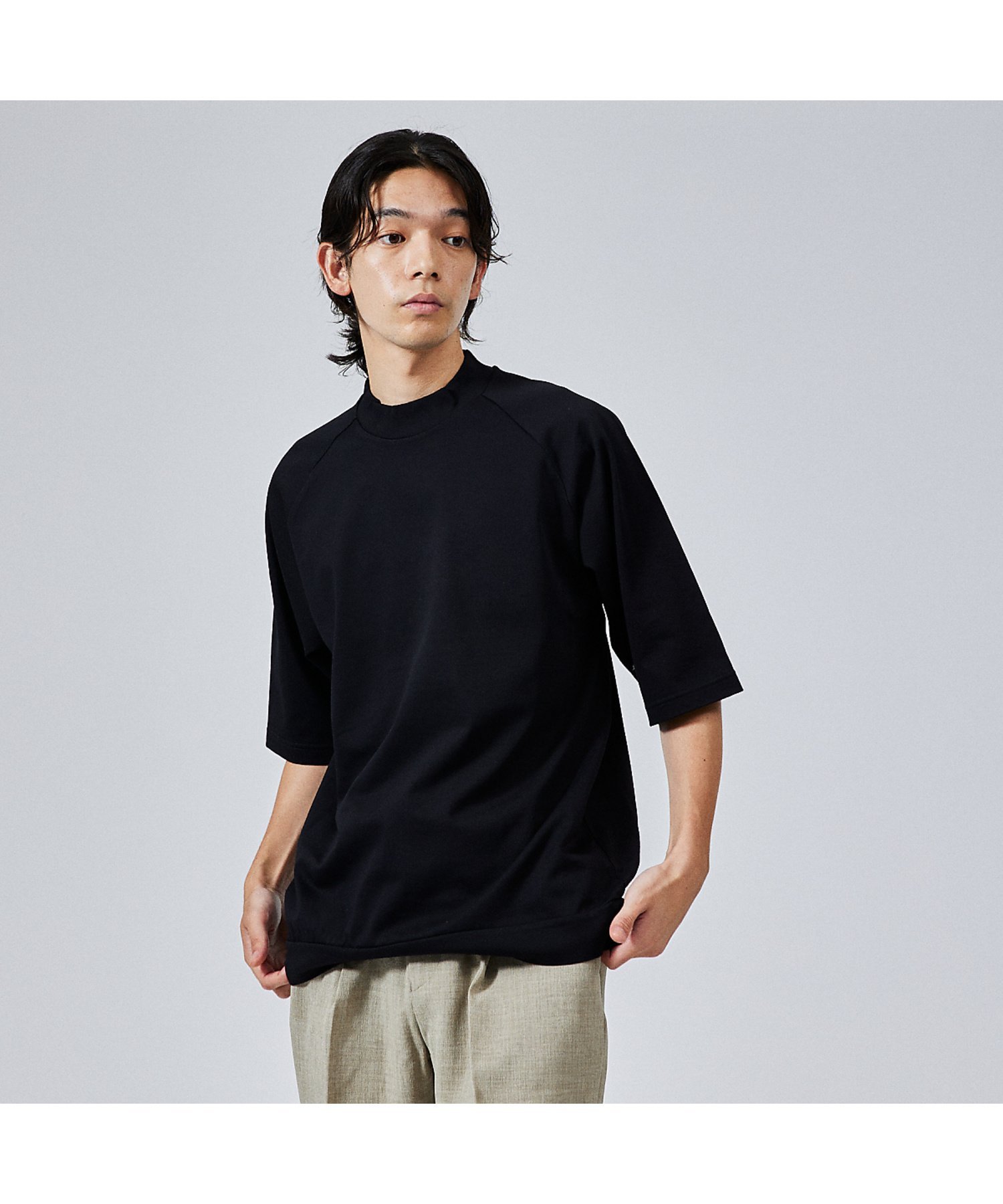 【SALE／30%OFF】ABAHOUSE LASTWORD 【モックネック】度詰め天竺 ラグランスリーブTシャツ アバハウス トップス カットソー・Tシャツ ホワイト オレンジ ブラック グレー【送料無料】