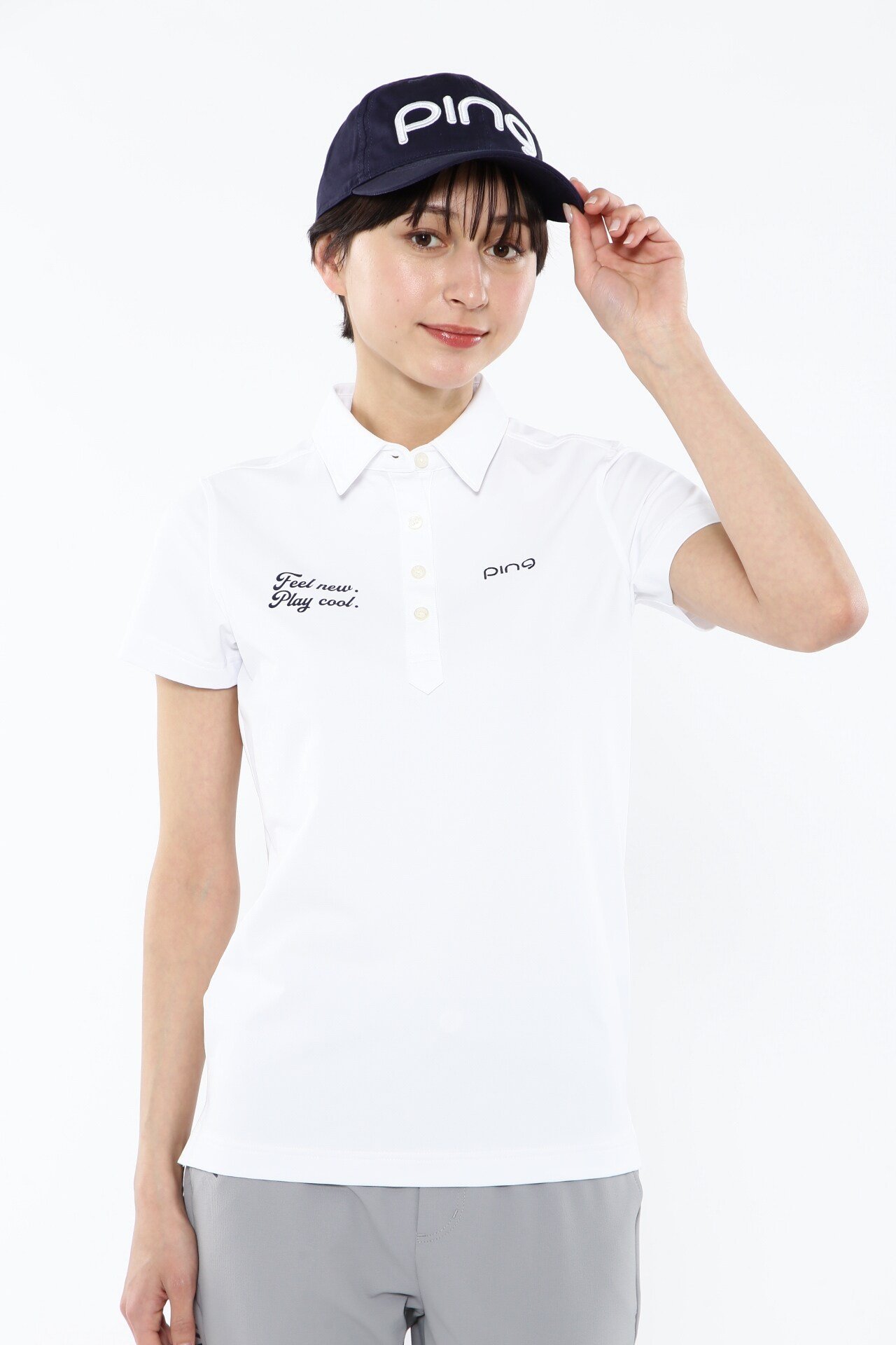 PING APPAREL 表カノコポロシャツ ＜NATIVE＞ (LADIES) ピン アパレル トップス ポロシャツ ネイビー ホワイト イエロー【送料無料】