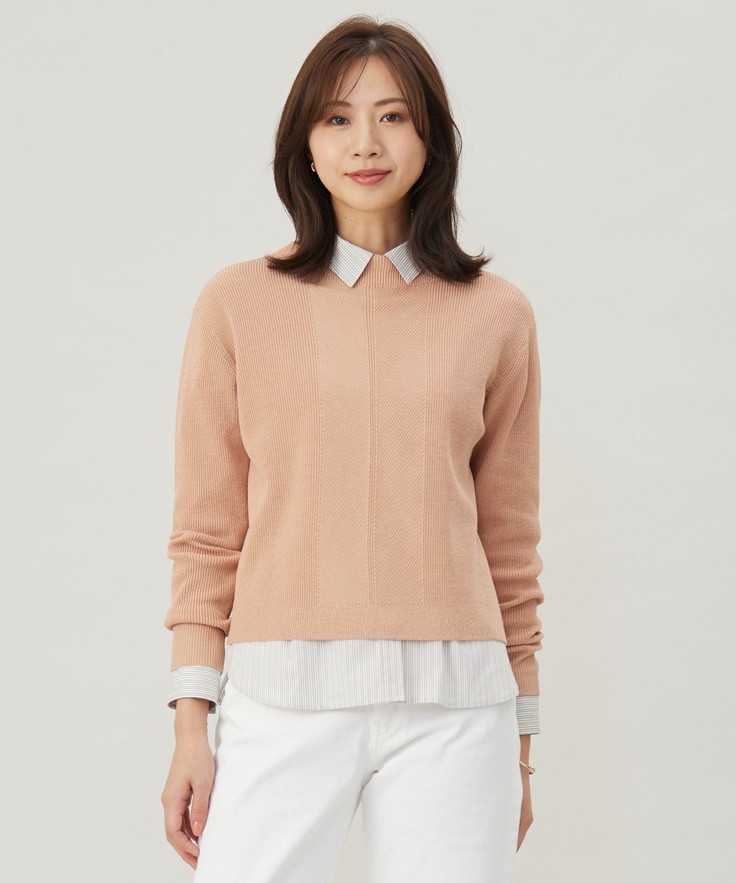 J.PRESS LADIES L 【洗える】CLEAR COTTON BLEND ボトルネック ニット ジェイプレス トップス ニット イエロー ピンク グリーン ホワイト