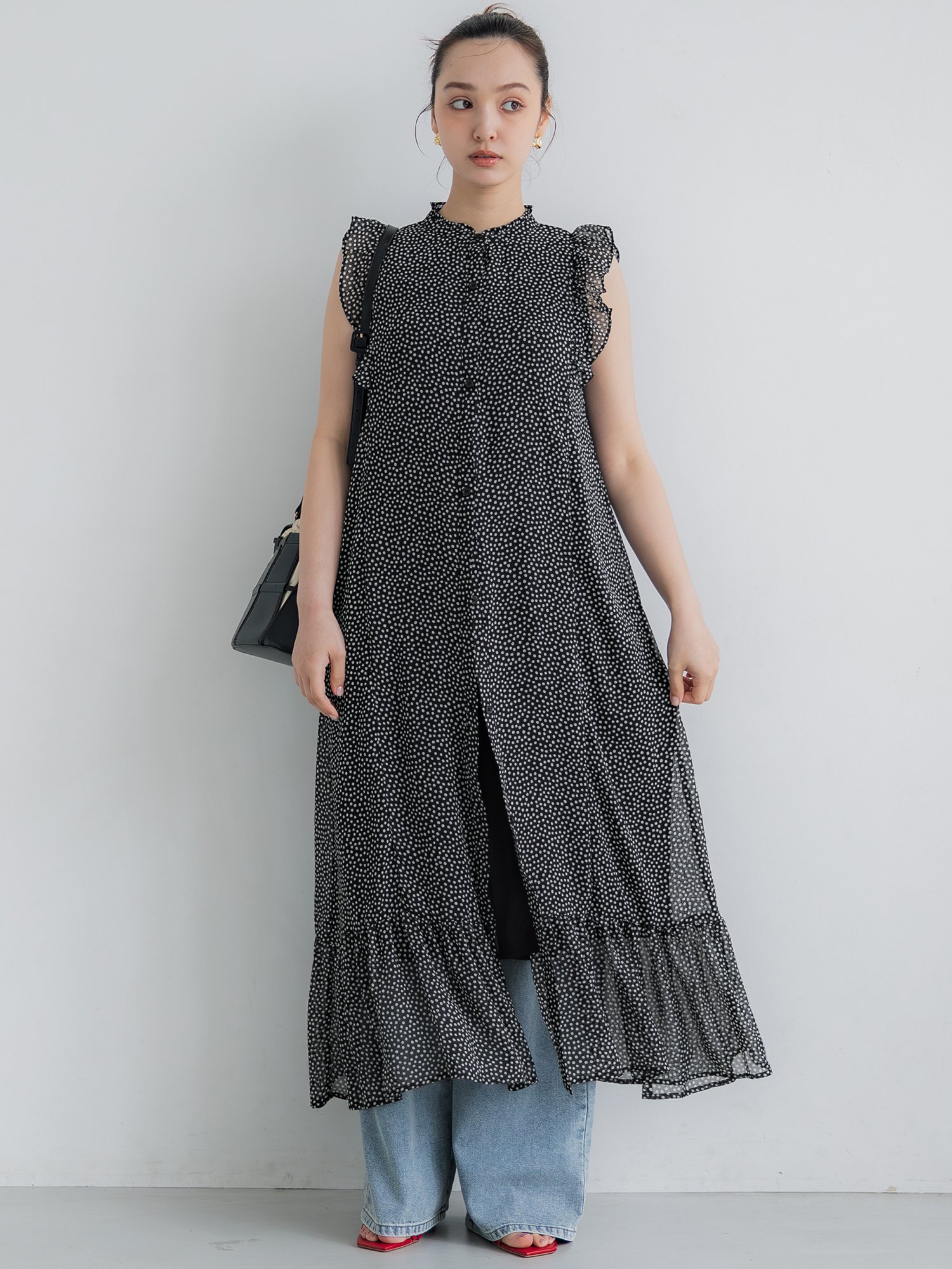 coca シフォンノースリーブワンピース コカ ワンピース・ドレス ワンピース ブラック【送料無料】のサムネイル