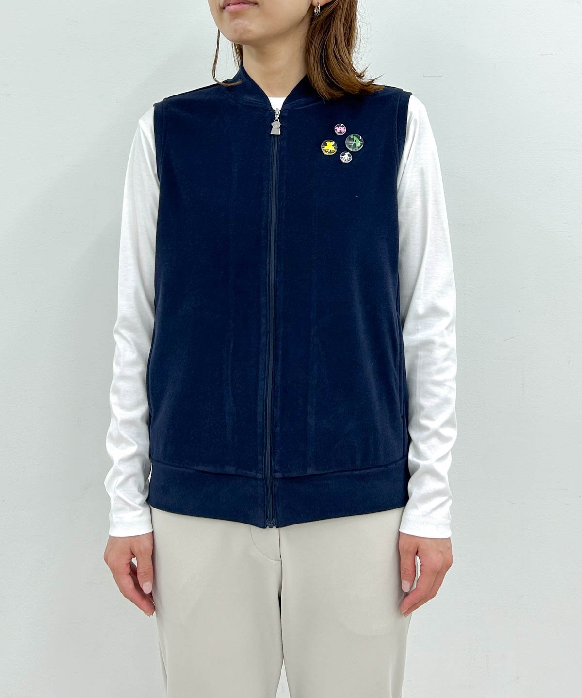 【SALE／30%OFF】Picone Club 【オンラインストア・店舗限定商品】コットン混パイルジップベスト ピッコーネクラブ トップス ベスト・ジレ ネイビー ホワイト【送料無料】
