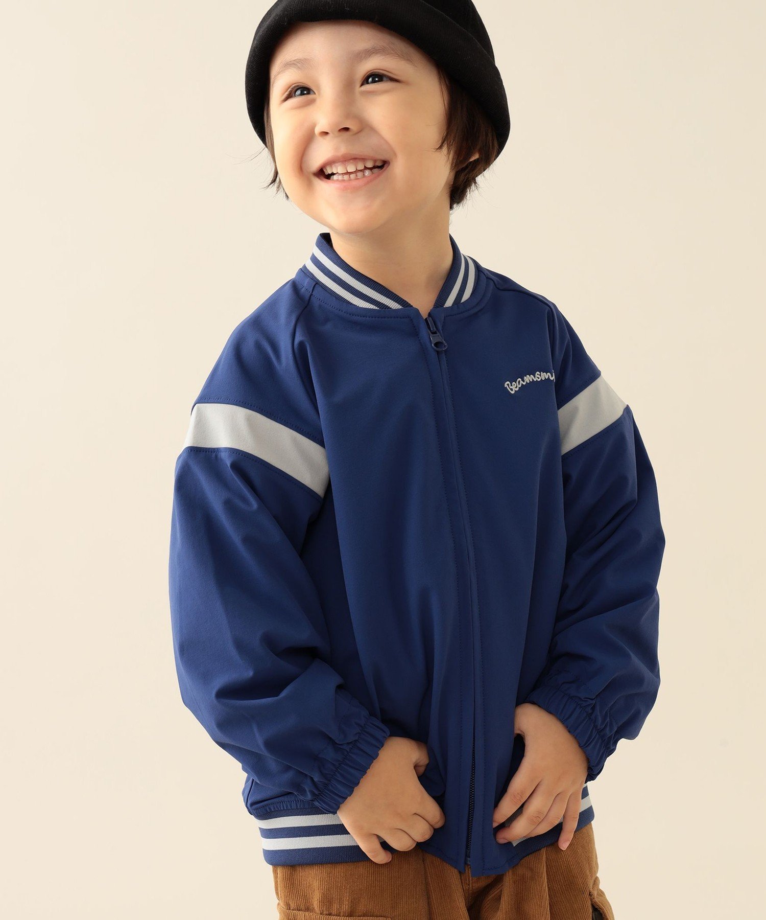 BEAMS mini 撥水 ストレッチ スタジャン 2025FW(90~150cm) ビームス ミニ ジャケット・アウター ブルゾン・ジャンパー ネイビー ブルー【送料無料】