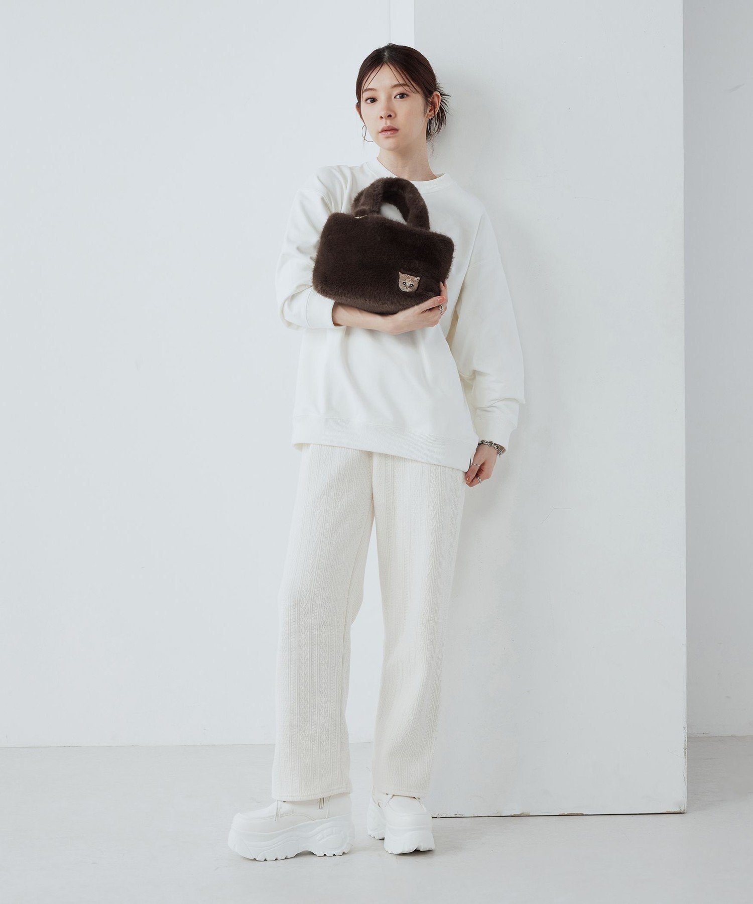 PAUL & JOE PAUL & JOE ACCESSOIRES (ポール&ジョーアクセソワ) FUR NOUNETTE ミニトートバッグ エルゲイス バッグ トートバッグ ブラウン グリーン【送料無料】
