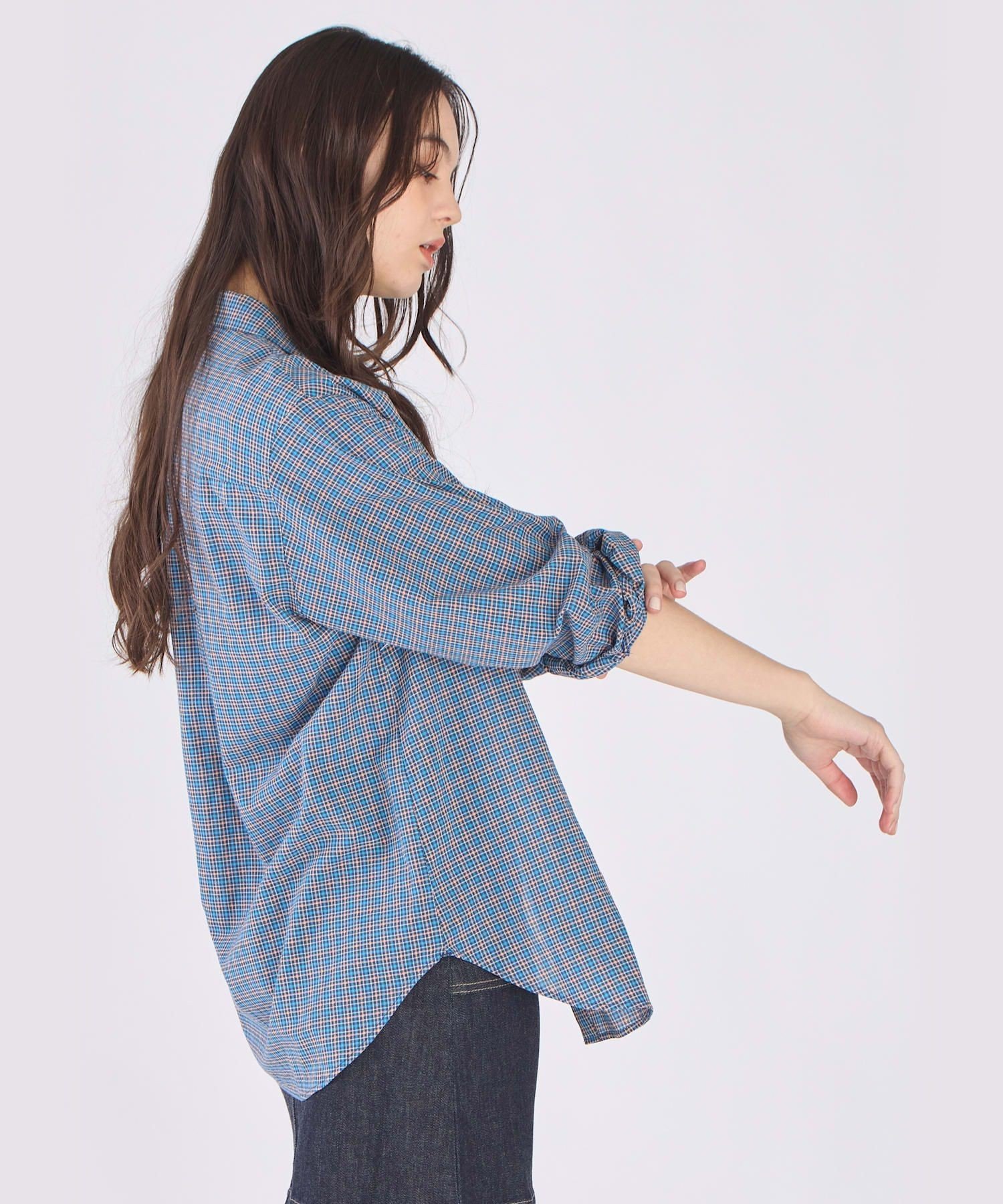 To b. by agnes b. ドビー ミニチェック コットン シャツ アニエスベー トップス シャツ・ブラウス ネイビー【送料無料】