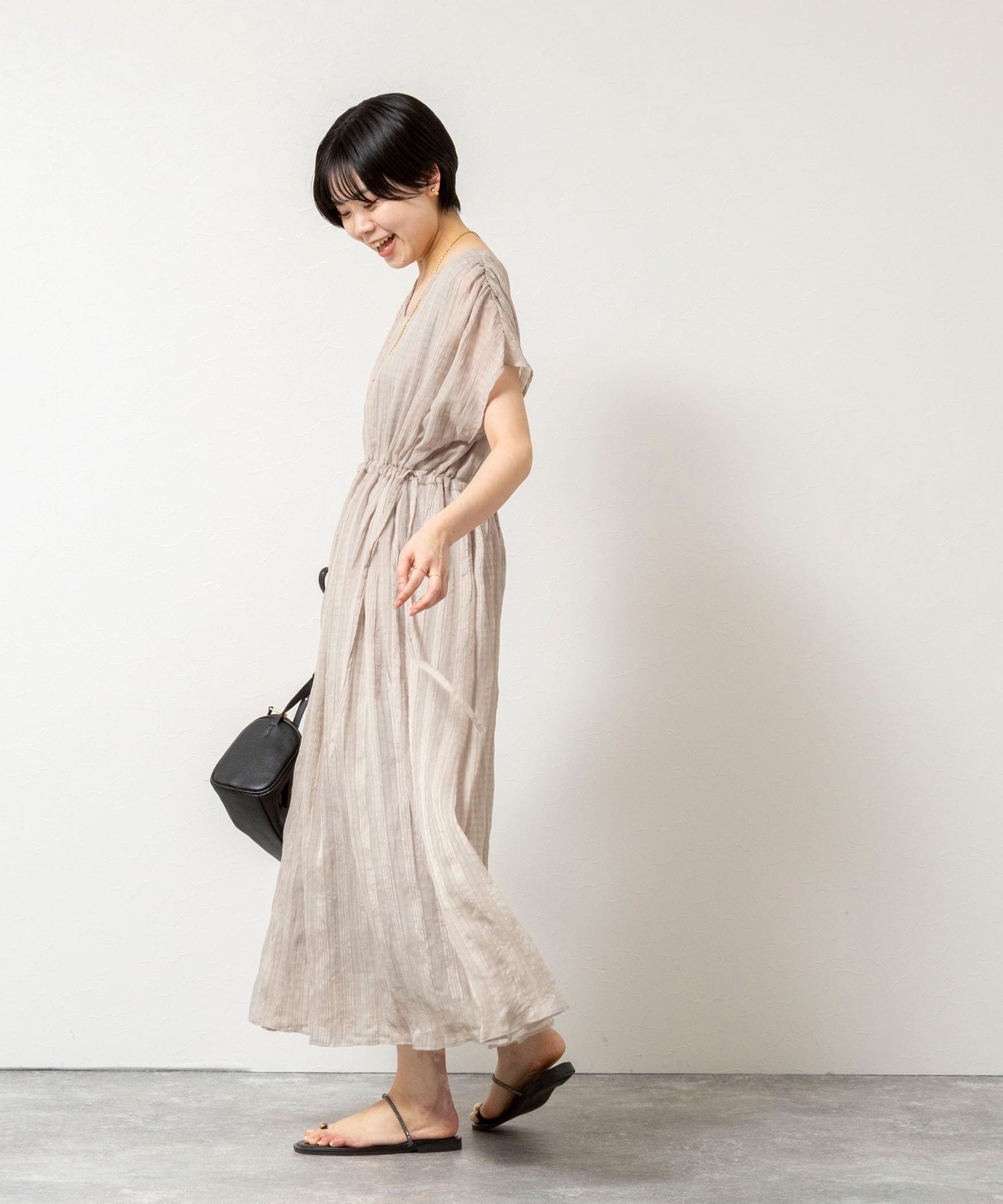 NOLLEY'S 【WEB限定】ウォッシャブルシアーチェックワンピース ノーリーズ ワンピース・ドレス ワンピース ブラウン ブラック【送料無料】
