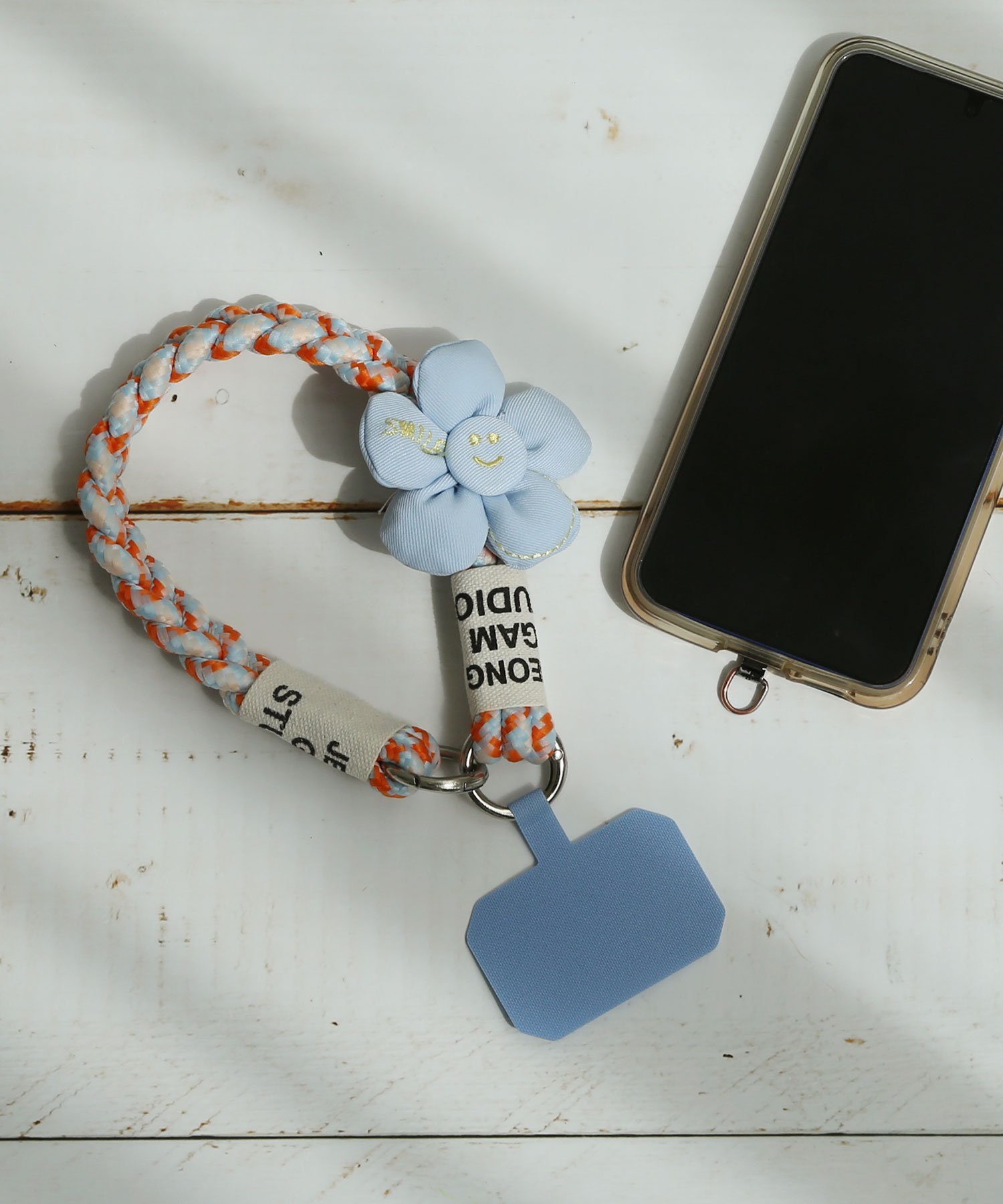 colleca la ミックスカラー にっこりフラワースマホハンドストラップ コレカラ スマホグッズ・オーディオ機器 スマホ・タブレット・PCケース/カバー ブルー ブラック グリーン ブラウン