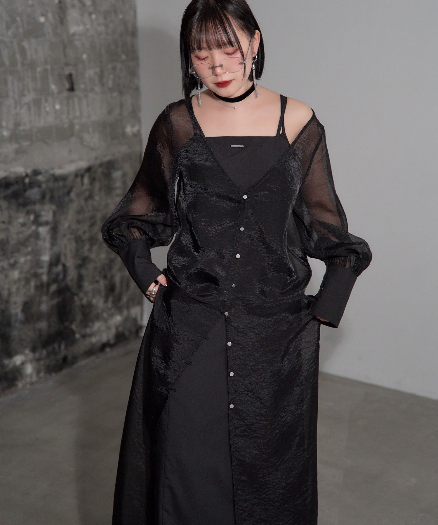 RMAF 【Mavie..7】《2SET》キャミワンピ+シアーワンピ リマインドミーアンドフォーエバー ワンピース・ドレス その他のワンピース・ドレス ブラック【送料無料】