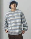 【SALE／70%OFF】BEAMS HEART BEAMS HEART / 裏起毛 ボーダー ビッグ スウェット ビームス アウトレット トップス スウェット・トレーナー ベージュ ブラウン