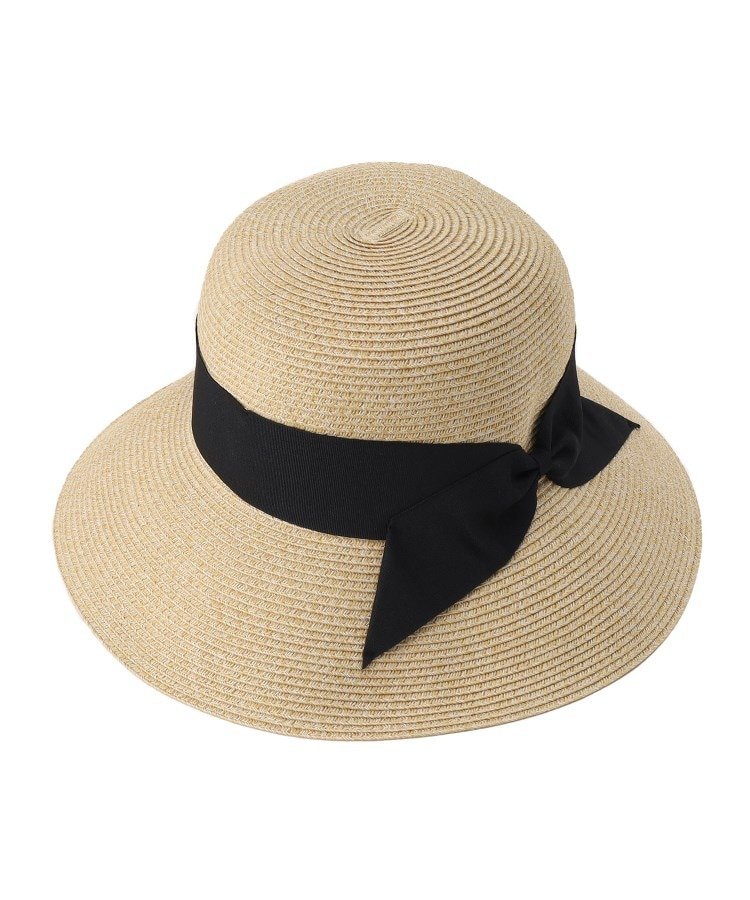 ITS' DEMO 【洗える/サイズ調節可/リボン】ツバ広ハット イッツデモ 帽子 ハット ベージュ ブラック ブラウンのサムネイル