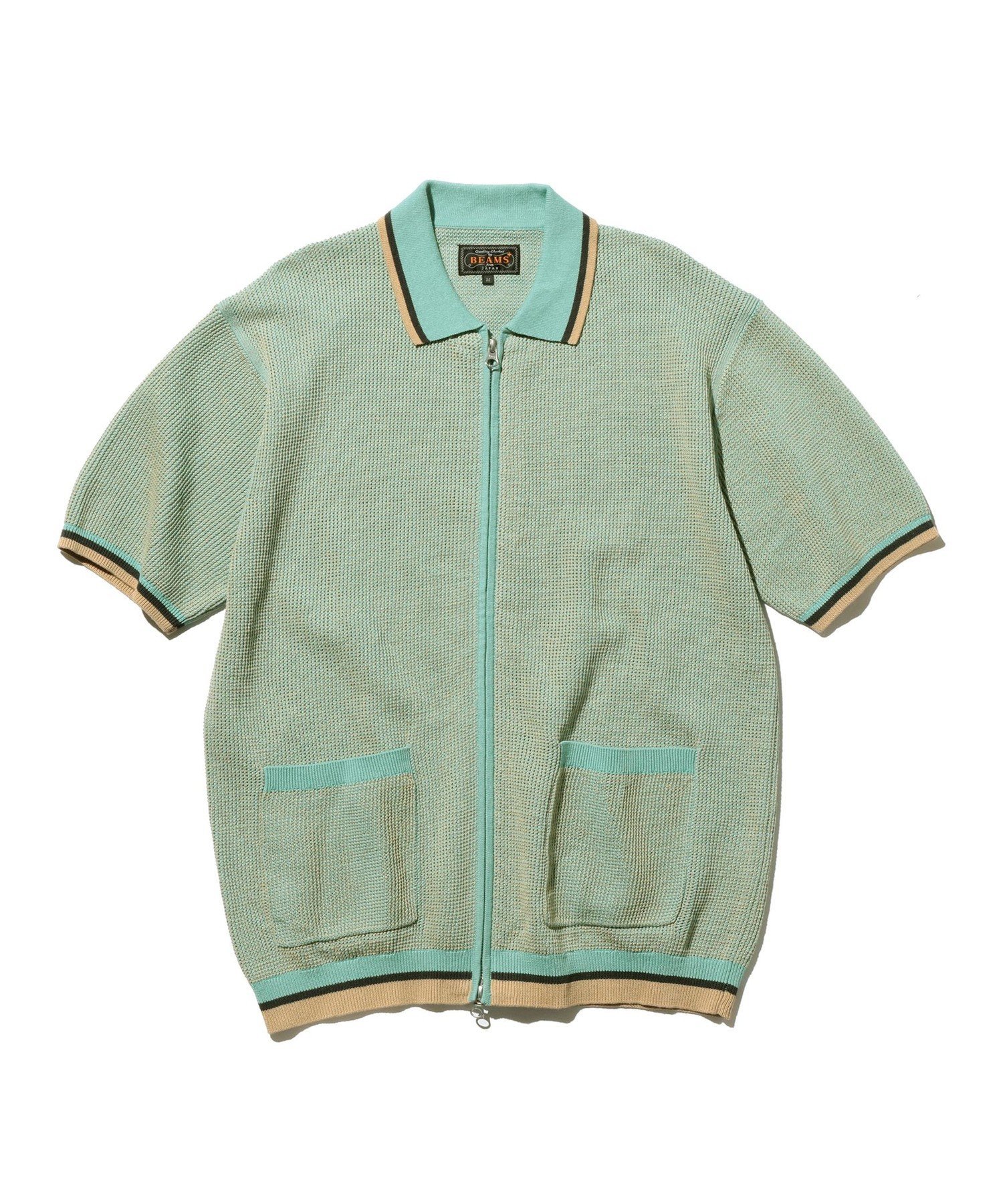 BEAMS PLUS BEAMS PLUS｜ジップ ニット ポロシャツ 25SS ビームス メン トップス ポロシャツ オレンジ ベージュ ブラック【送料無料】のサムネイル