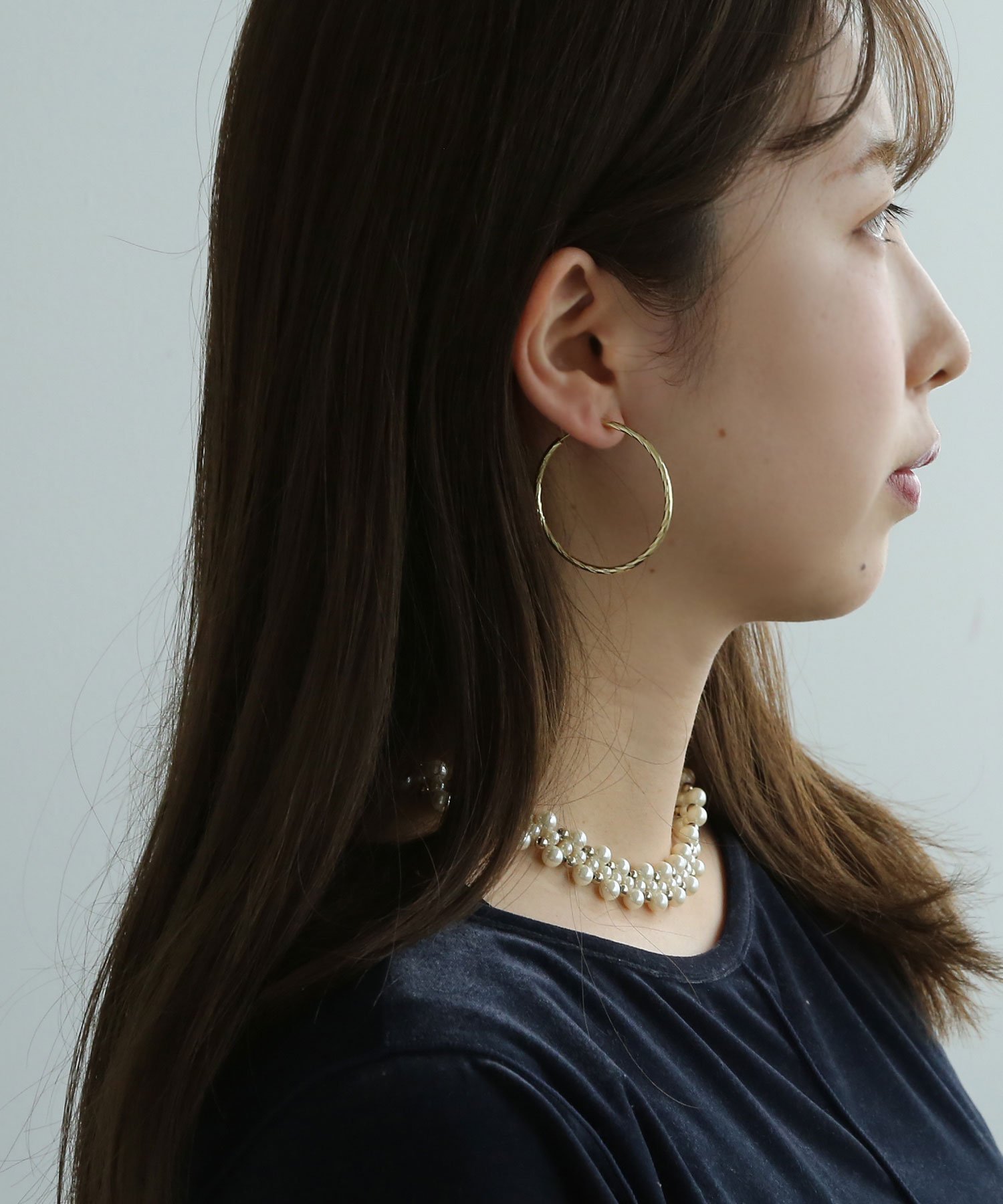 colleca la ツイストカット 大きめパイプフープイヤリング コレカラ アクセサリー・腕時計 イヤリング・イヤーカフ シルバー ゴールド