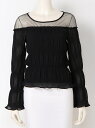 【SALE/50%OFF】LIP SERVICE デコルテシアーランダムプリーツTOPS リップサービス カットソー Uネックカットソー ブラック ホワイト ブラウン
