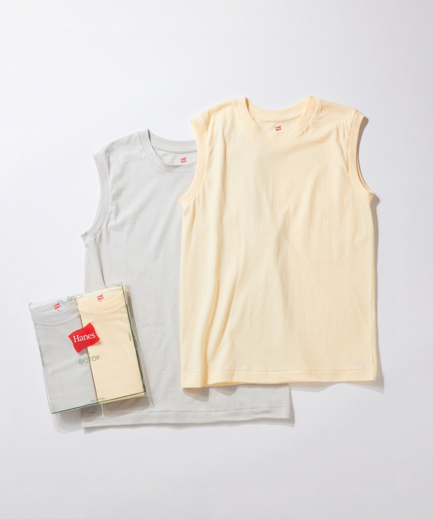 BIOTOP ＜定番 人気＞【Hanes for BIOTOP】Sleeveless T-shirts アダムエロペ トップス ノースリーブ タンクトップ グレー ブラウン【送料無料】