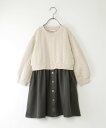 【SALE/40%OFF】ikka フクレジャカードドッキングスカートワンピース(120~160cm) イッカ スカート その他のスカート ブラック ベージュ