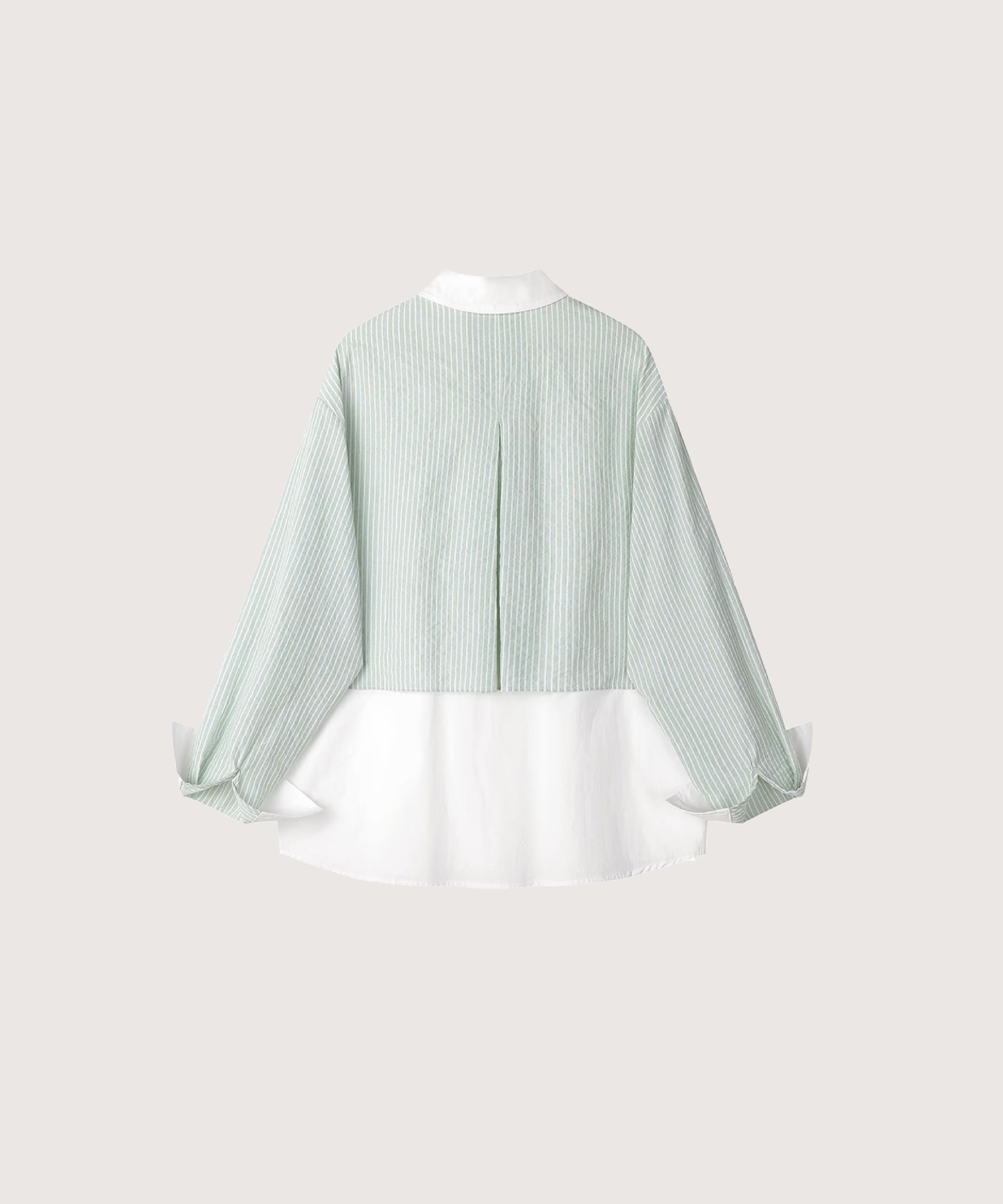 LA POMME petit Stripe Docking Shirt ストライプドッキングシャツ ラポミ・プチ トップス シャツ・ブラウス ブルー グリーン
